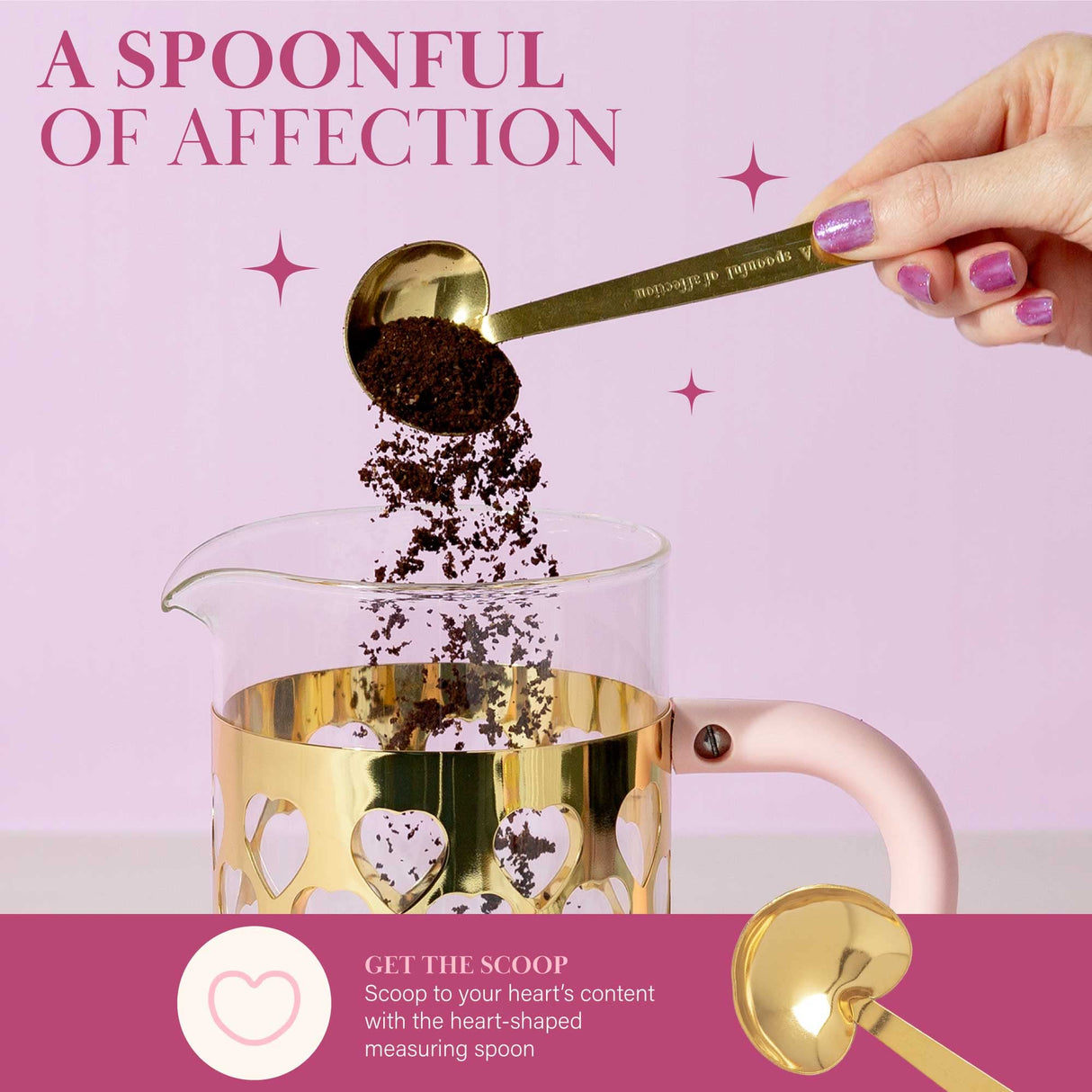 Paris Hilton French Press Coffee Maker With Heart Shaped Measuring Scoop, 2-Piece Set, 8-Cup or 34-Ounce, Pink Paris Hilton