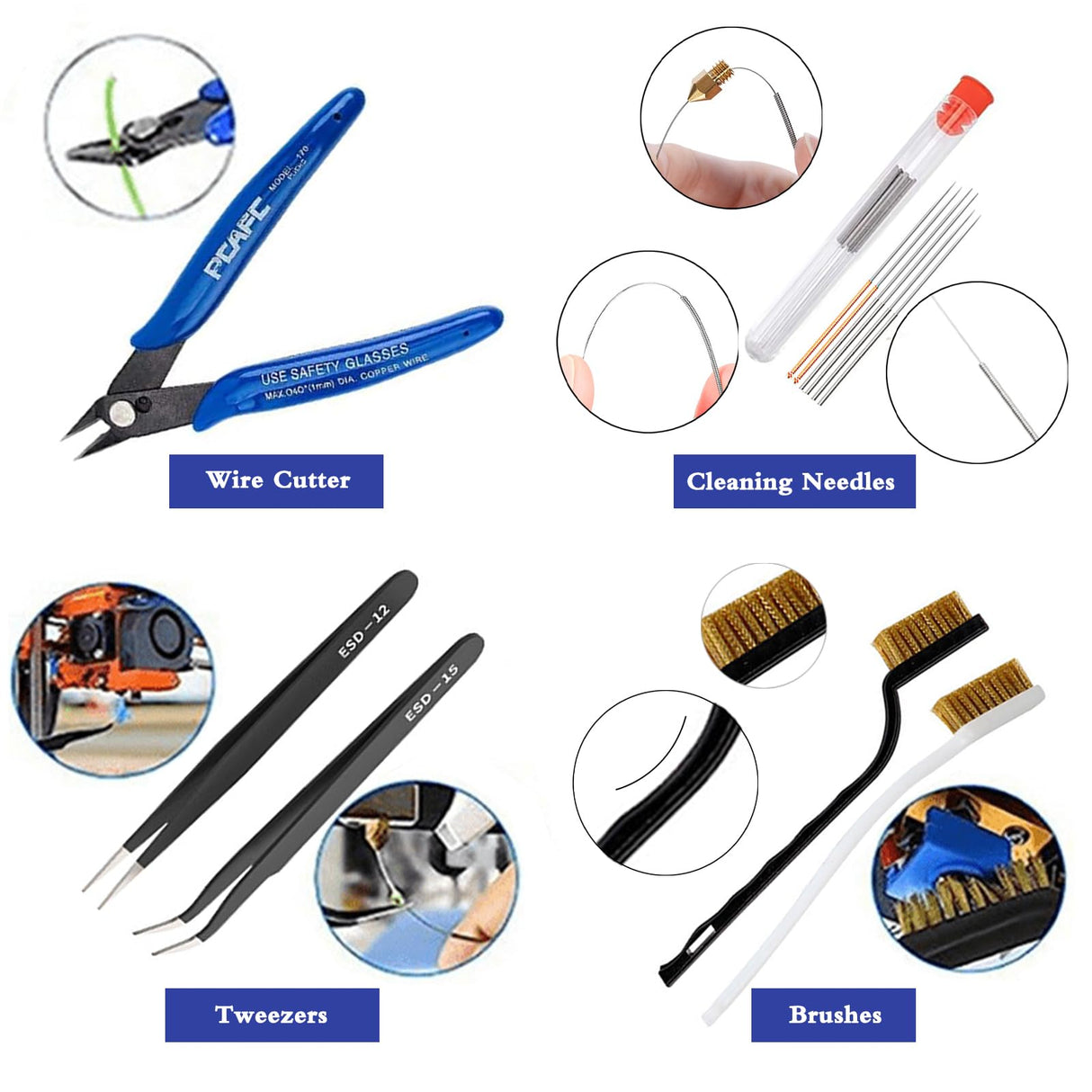 Lankki 23Pcs 3D Printer Tool Kit, 3D Printer Accessories Removal Tools Includes Nozzle Cleaning Kit, Putty Knife Scraper, Brushes, Tweezers, Diamond Files for 3D Prints Cleaning Finishing Lankki