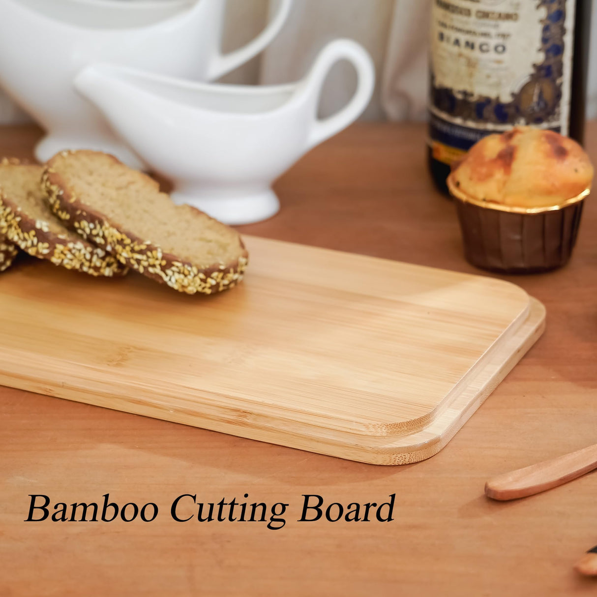 NIKKY HOME Extra Large Space Saving Farmhouse White Bread Box With Bamboo Lid - Holds 2 Loaves - Vertical Breadbox Bread Storage Bin Holder for Kitchen Countertop, Honeycomb Embossed Pattern NIKKY HOME