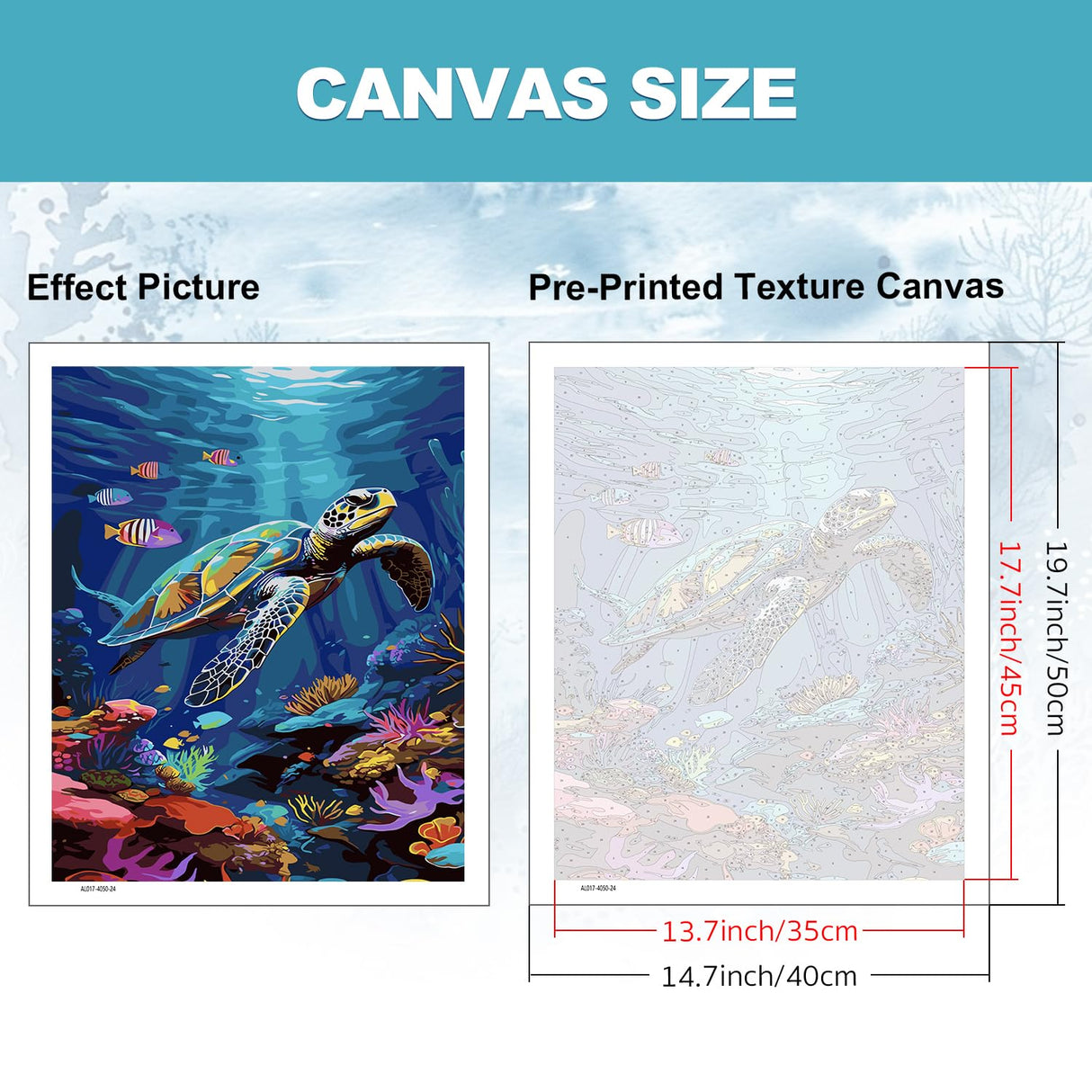 HITIRECOVI Sea Turtle Adult Paint by Number Kits on Canvas,Sea Turtle Paint by Numbers Adults,Paint by Number Canvas for Adults,DlY Painting by Number Adult for Gifts Home Wall Decor 16x20inch HITIRECOVI