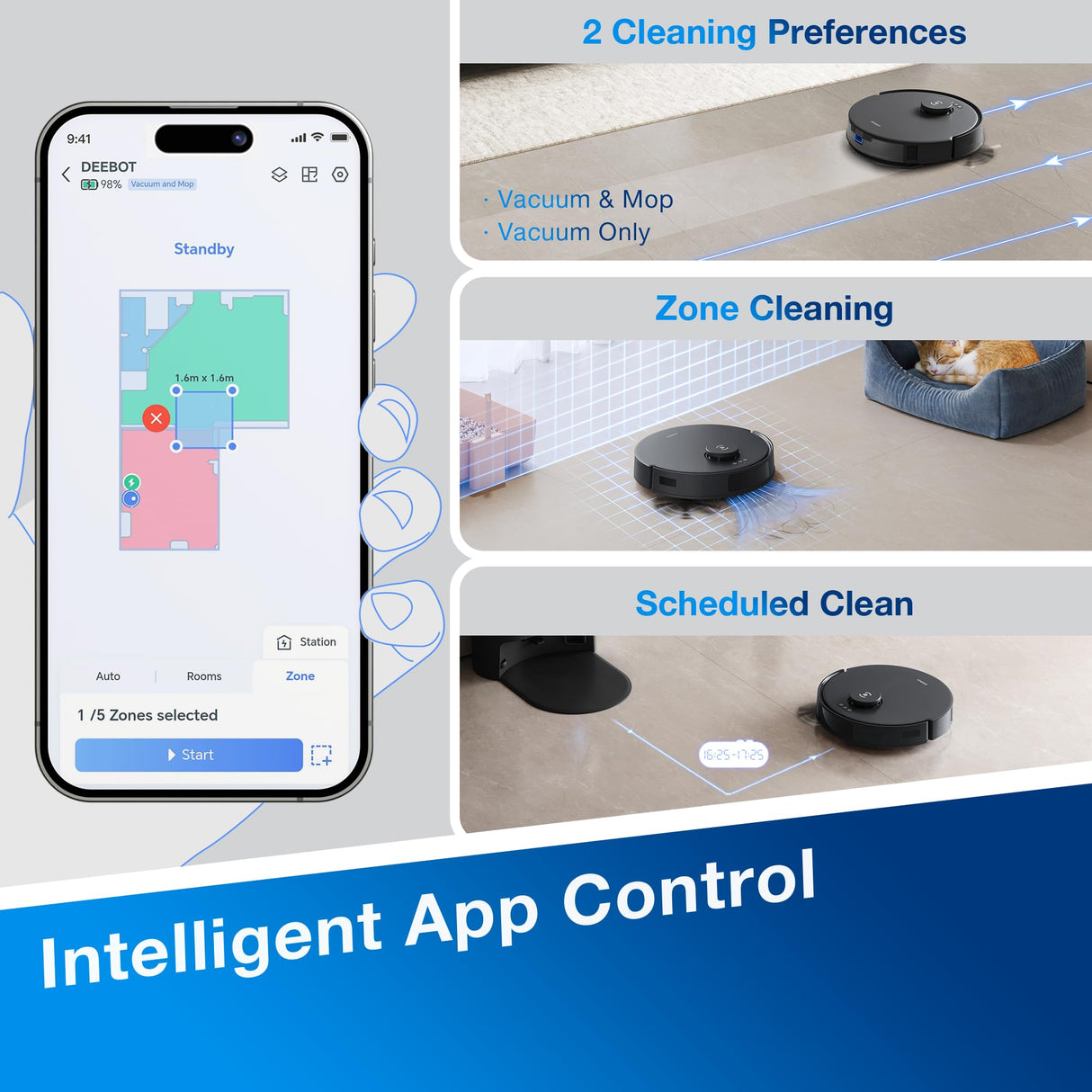 ECOVACS DEEBOT N20 Plus Robot Vacuum and Mop,with Bagless Self Emptying Station,8000Pa Powerful Suction,Anti-Tangle Technology,45-Day Capacity,300 Minutes Runtime,Perfect for Pet Hair ECOVACS