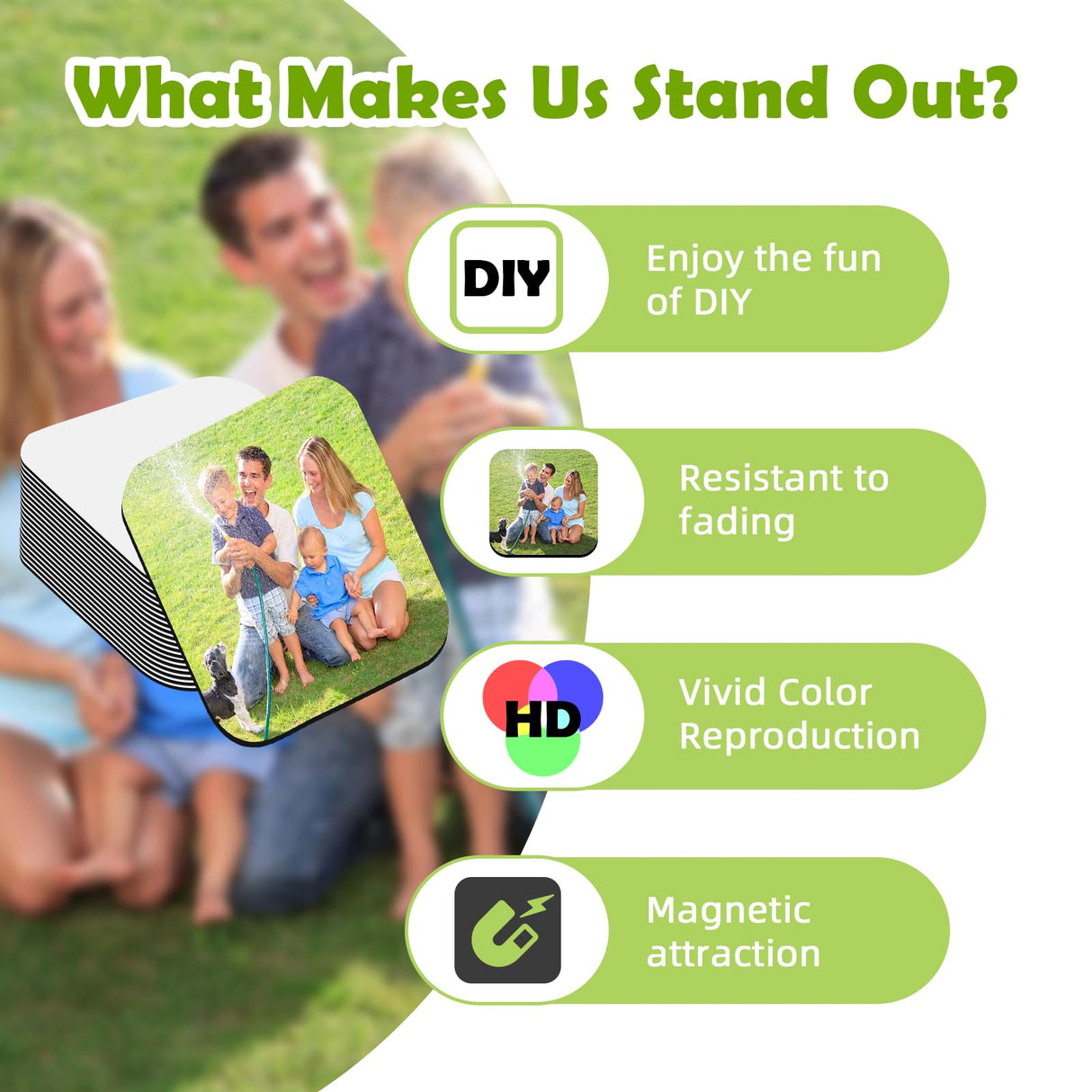 Qualsen Sublimation Blanks Fridge Magnet for Home Kitchen Refrigerator Magnets Sublimation Magnets Fridge Magnets DIY Decorative Magnets, with 30 Pcs Sublimation Printing Square Blank (1.97x1.97 inch) Qualsen