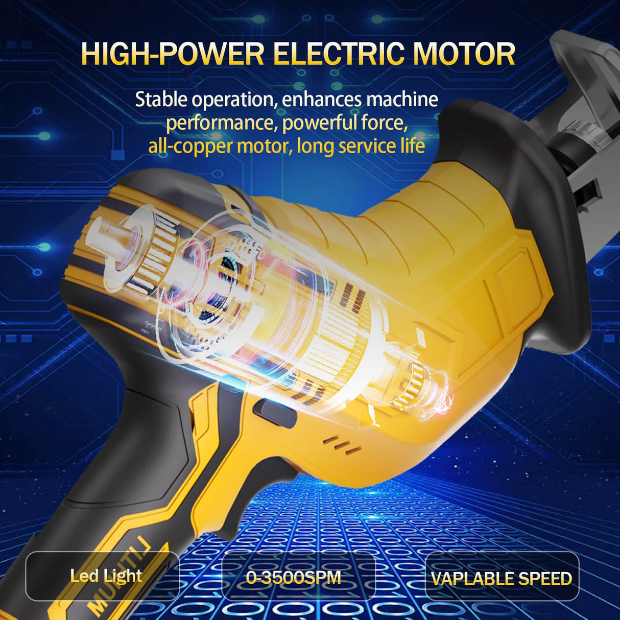 Cordless Reciprocating Saw Compatible With Dewalt 20V Max Battery, Electric Reciprocating Saw Variable Speed 0-3500 SPM, 4 Saw Blades,Power Reciprocating Saws for Wood/Metal/PVC Cutting JSYBOY