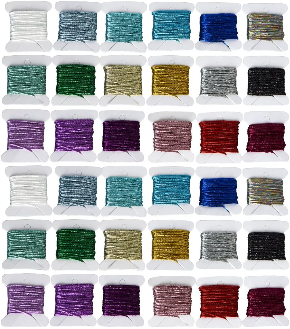 Embroidery Floss Metallic Embroidery Thread Sets -Cross Stitch Threads - Friendship Bracelets Floss - Crafts Floss - 36 Bobbins for Embroidery or Hand Needlework Decorative LE PAON