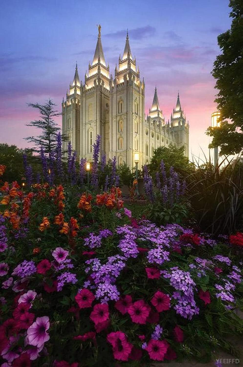 Diamond Painting Kits for Adults, Kids Salt Lake Temple Scenery DIY 5D Diamond Painting Arts Craft for Home Wall Decor Birthday Gifts 12x16in YEEIFFD