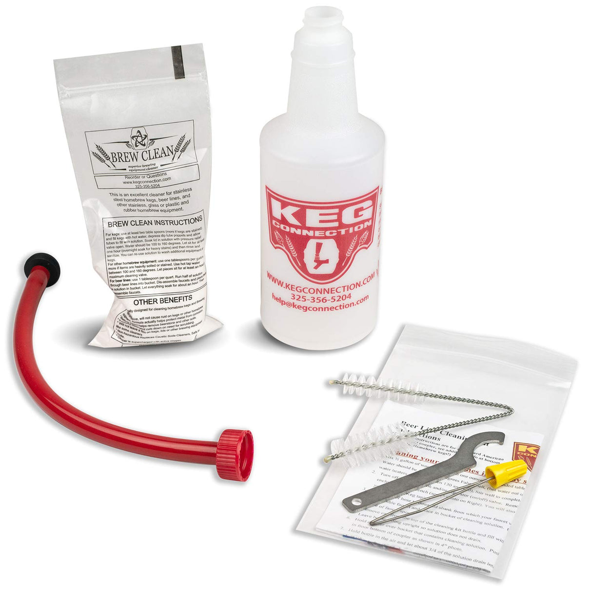 Kegconnection Kegerator Beer Line Cleaning Kit - Easy and Safe to Use Keg Cleaner - with Brew Clean Solution and More Kegconnection, LLC