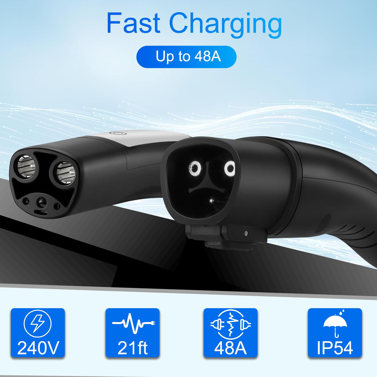 21ft EV Charger Extension Cord for Tesla, Compatible with Model - 3/Y/X/S, Max 240V 48A NACS Charger Cable Extension for Level 1&2 Tesla Home Charging and Outdoor GUWIEYG