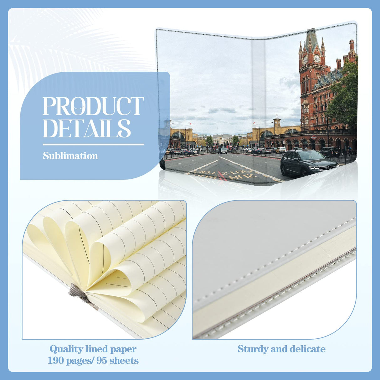 Zonon Sublimation Journal Blank Notebooks A6 190 Pages Thick Faux Leather Notebooks Sublimation Notebooks Leather Sublimation Journal Notebooks for Office Supplies, White Zonon