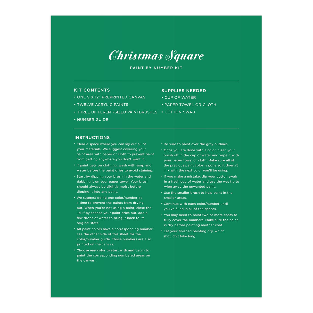Galison Joy Laforme Christmas Square – DIY 9 x 12 Paint by Number Kit with Stunning Christmas Art for Beginners and Experts Includes Paint and Brushes Galison