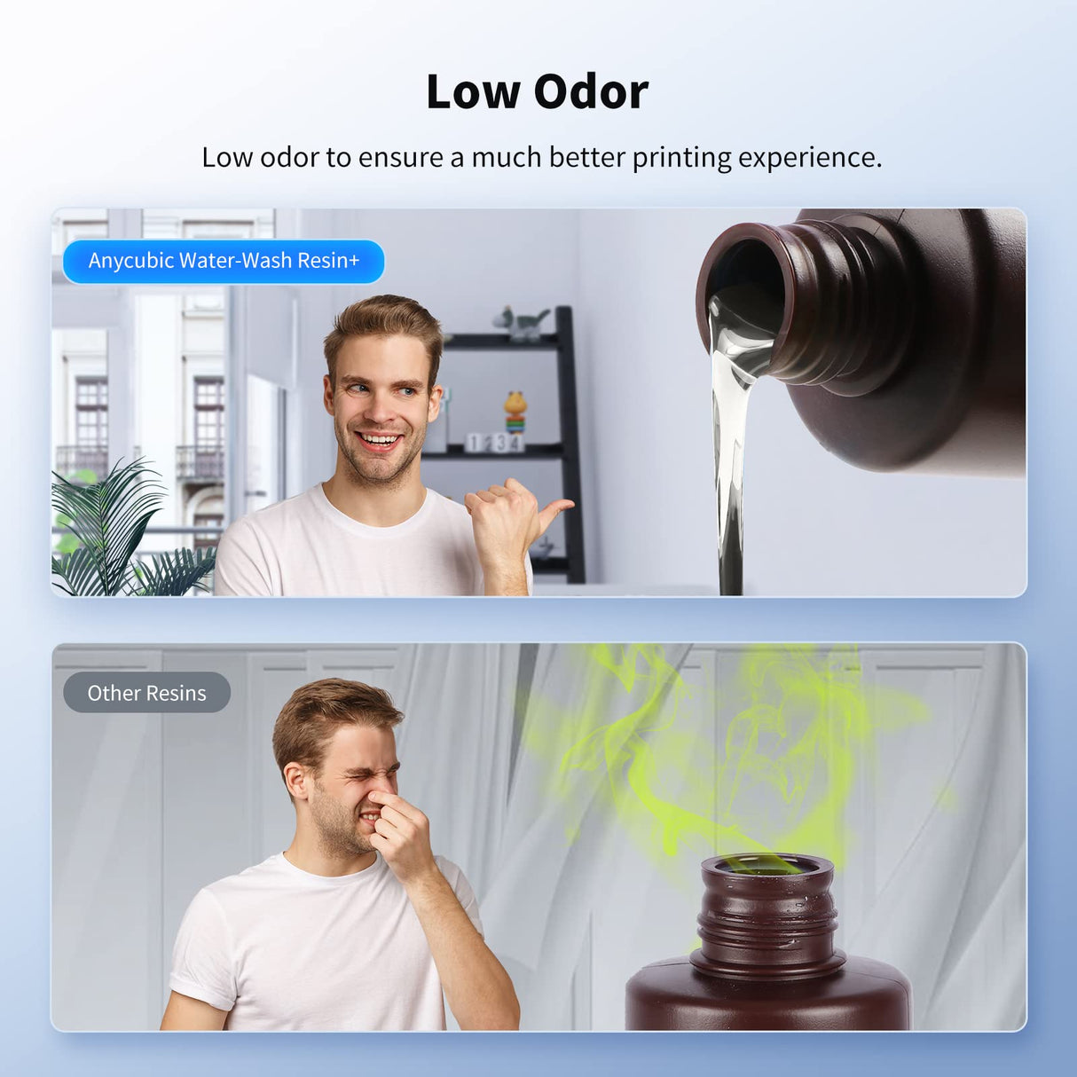 ANYCUBIC Water Wash 3D Printer Resin, 405nm High Precision UV-Curing 3D Resin, Low Shrinkage Standard Photopolymer Resin for 8K Capable LCD DLP Resin 3D Printer Printing (Clear, 500g) ANYCUBIC