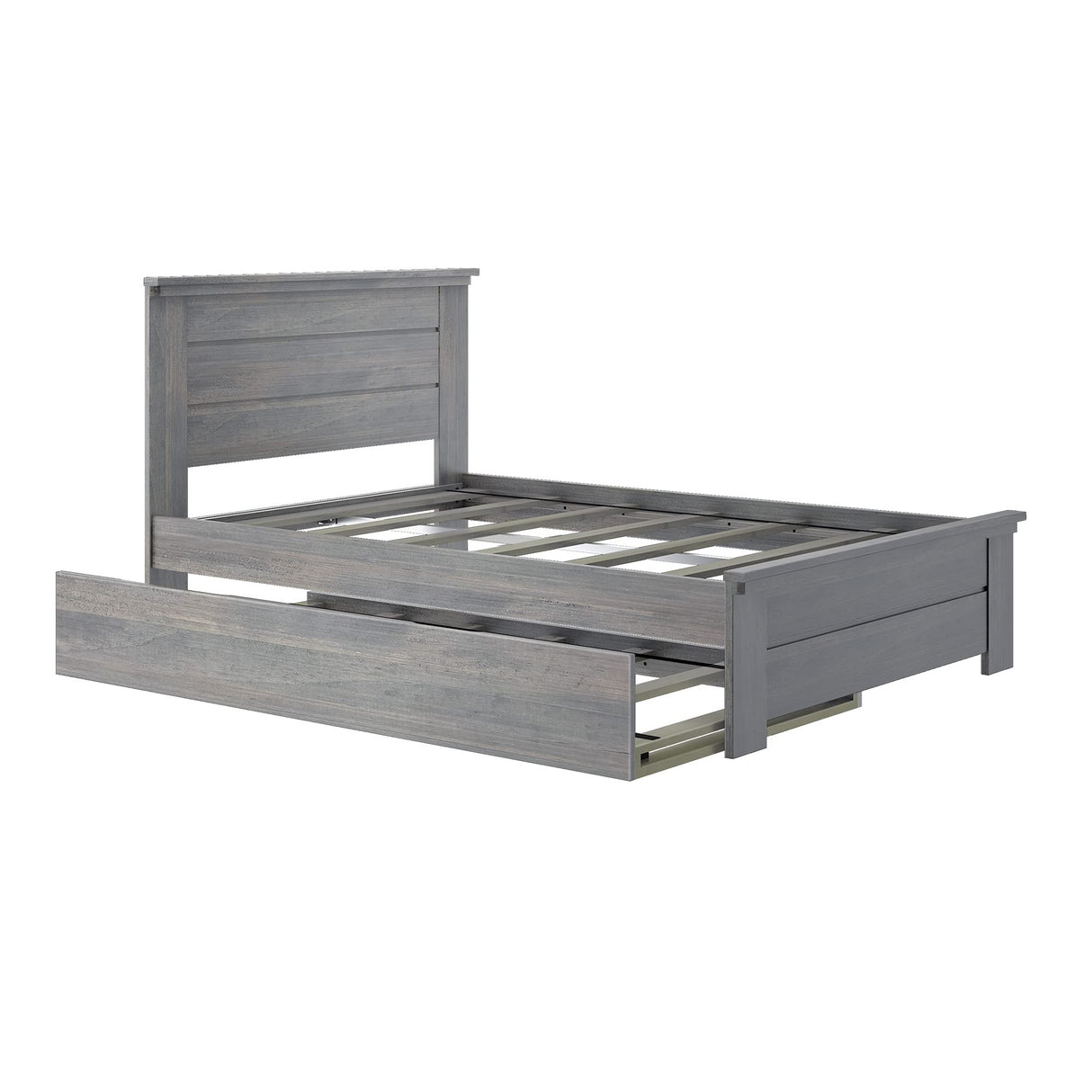 Max & Lily Modern Farmhouse Full Bed with Panel Headboard and Trundle, Driftwood Max & Lily