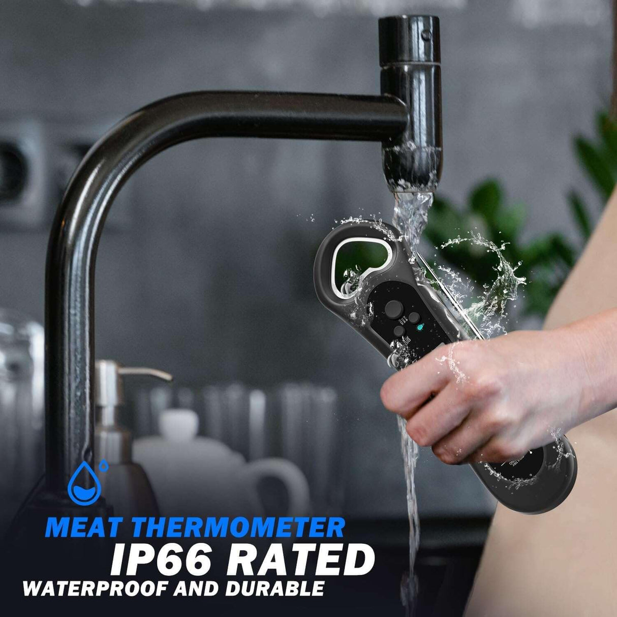 Meat Thermometer Digital, Instant Read Meat Thermometer for Grill and Cooking, with Bottle Opener, Backlight & Calibration Food Thermometer, Kitchen Gadgets for BBQ, Turkey, Candy, Liquids Biison