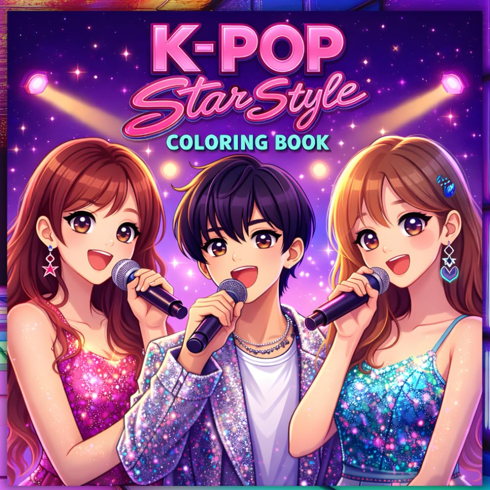 K-POP Star Style Coloring Book: Explore Cute Outfits, Music Scenes, and Behind the Scenes Moments, K-Pop Inspired Fun WoodArtSupply