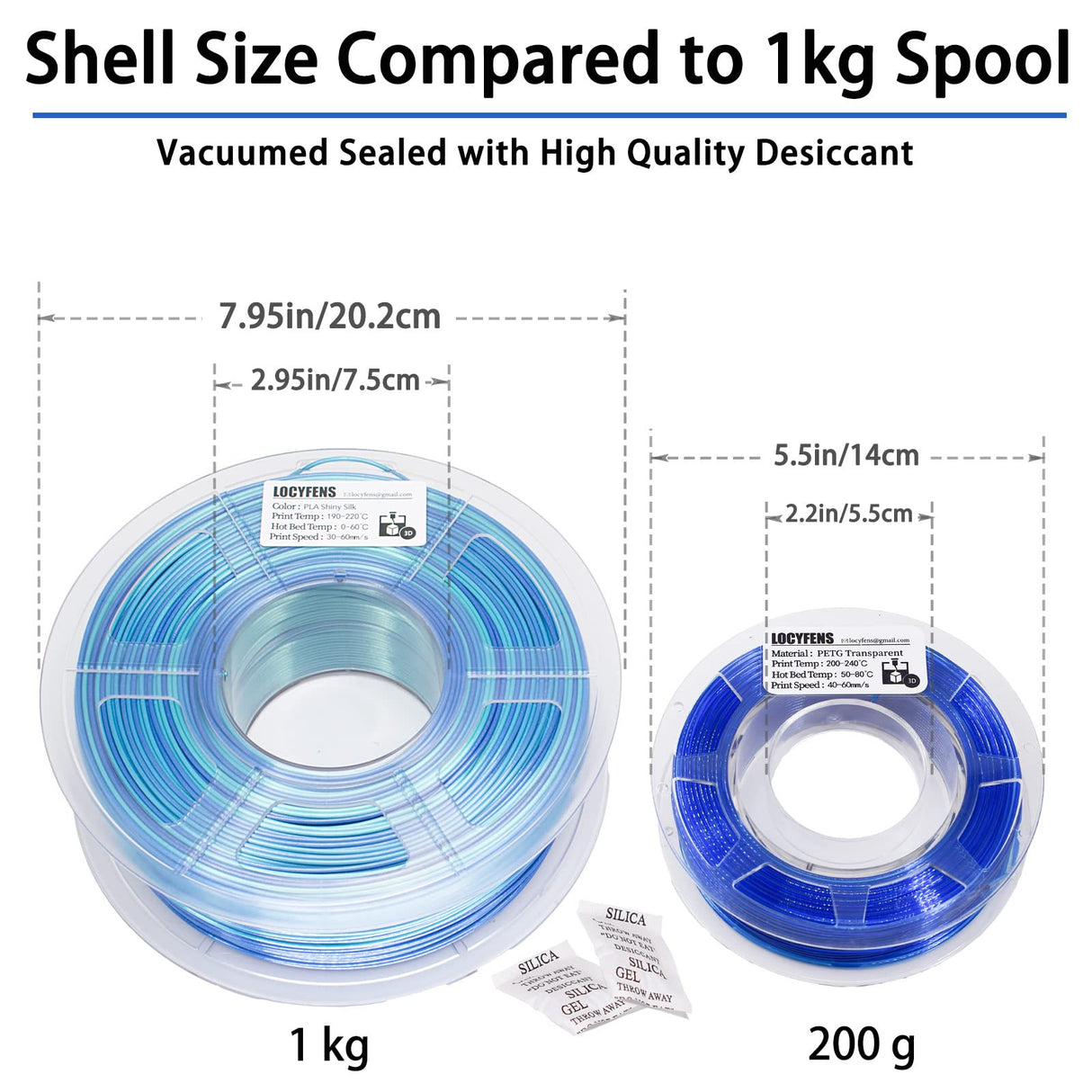LOCYFENS PETG Filament 1.75mm, Clear Transparent Filament 5 Colors, 3D Printer Filament Bundle Multicolor, 1.75 PETG +/- 0.02mm, 3D Printing Red Green Blue Purple Orange 200g x 5 Spools LOCYFENS