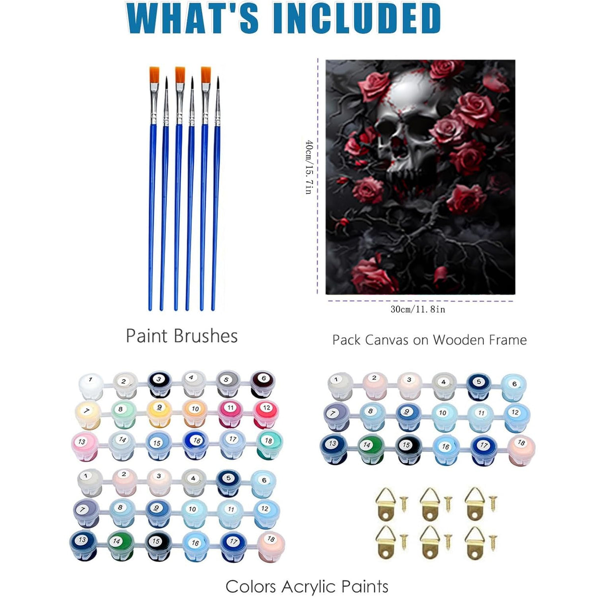 YULIDECO Paint by Numbers for Adults Beginners,Paint by Numbers Gothic 3-Piece Set,DIY Skull Acrylic Painting on Canvas for Home Wall Art Decor (12x16Inch) YULIDECO