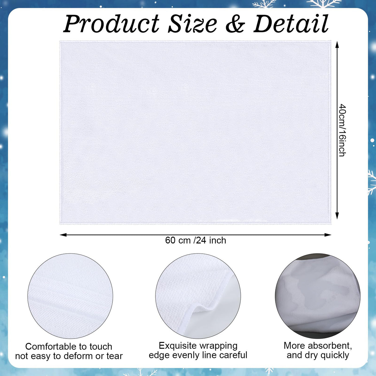 Patelai Sublimation Dishtowel Absorbent Multi Purpose Kitchen Dish Towels Blank DIY Kitchen Dishcloth Bathroom Towel for Kitchen Home,16 x 24 Inch (10) Patelai