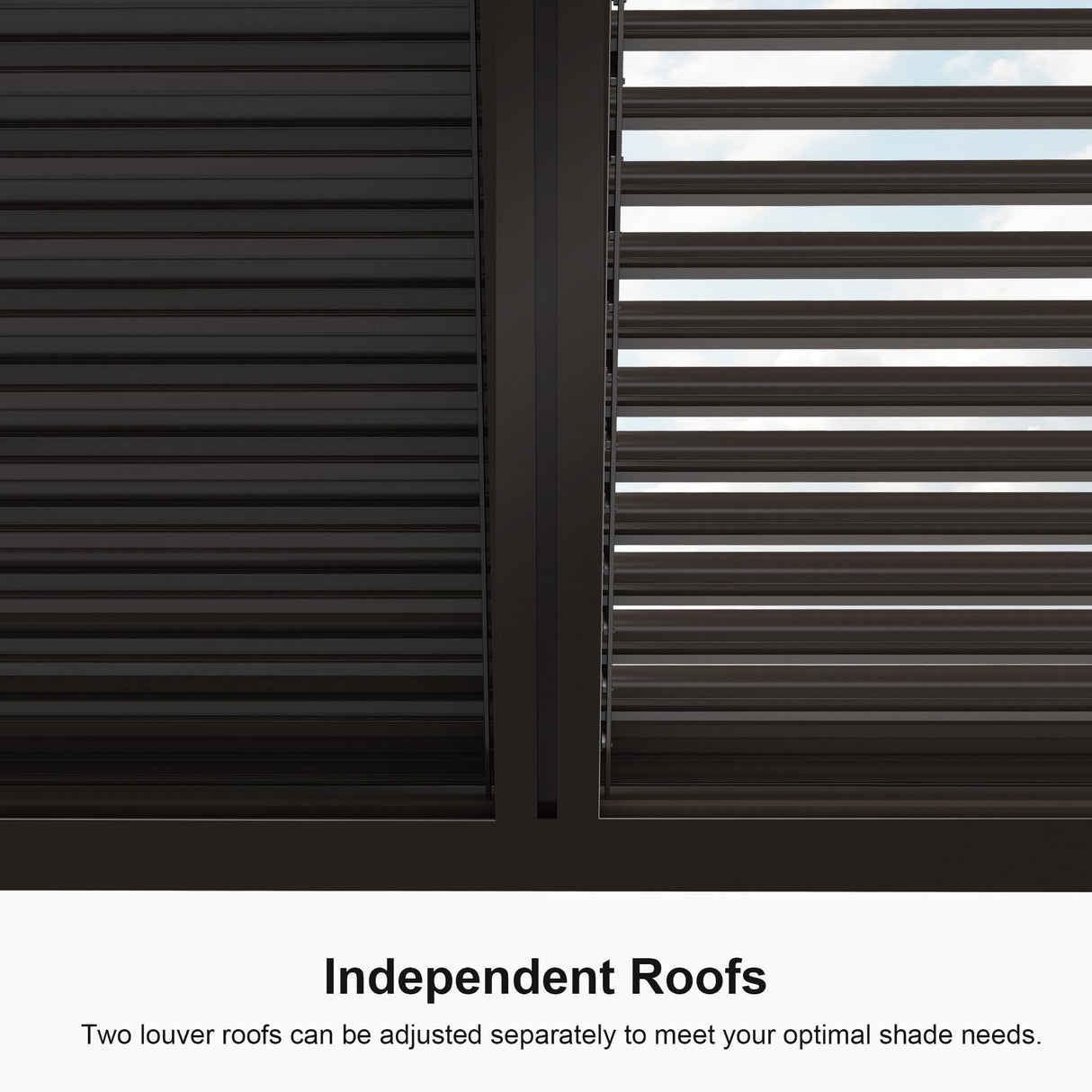 PURPLE LEAF Outdoor 10' × 14' Louvered Pergola with Roller Blinds Patio Adjustable Aluminum Canopy Retractable Metal Roof for Deck Outside Backyard Hardtop Gazebo Sun Shade, 2 Short and 1 Long Side PURPLE LEAF