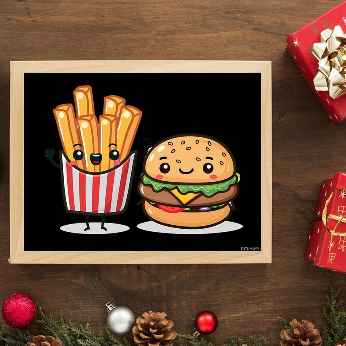 TUTUMAY21 Hamburger Burger Fast Food French Fries Diamond Painting Kits for Adults Full Round Drill Diamond Art Picture for Wall Home Decor 12x16inch TUTUMAY21