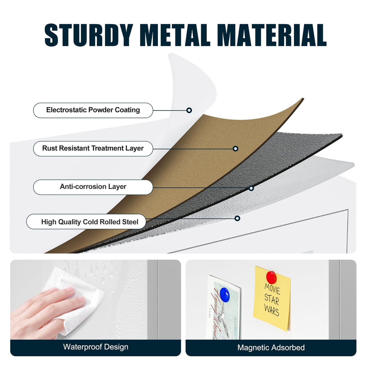 LCAOPC 71" Tall Metal Storage Cabinet with 2 Doors and 4 Adjustable Shelves, 5-Tier Kitchen Pantry Storage Cabinet for Kitchen, Living Room, Dining Room and Office, White LCAOPC
