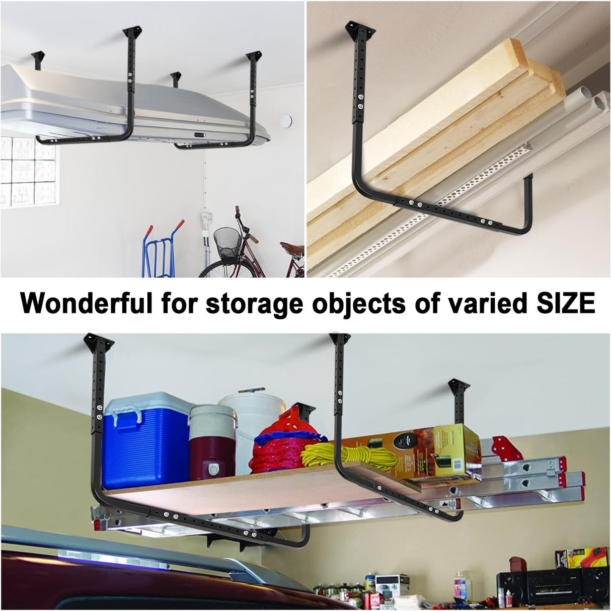 Colinktool Adjustable Garage Ceiling Storage Racks, Garage Overhead Storage Bracket,Ceiling Mounted Heavy-duty Garage Storage Shelves,33 in. x 34 in,200lbs Weight Capacity Colinktool