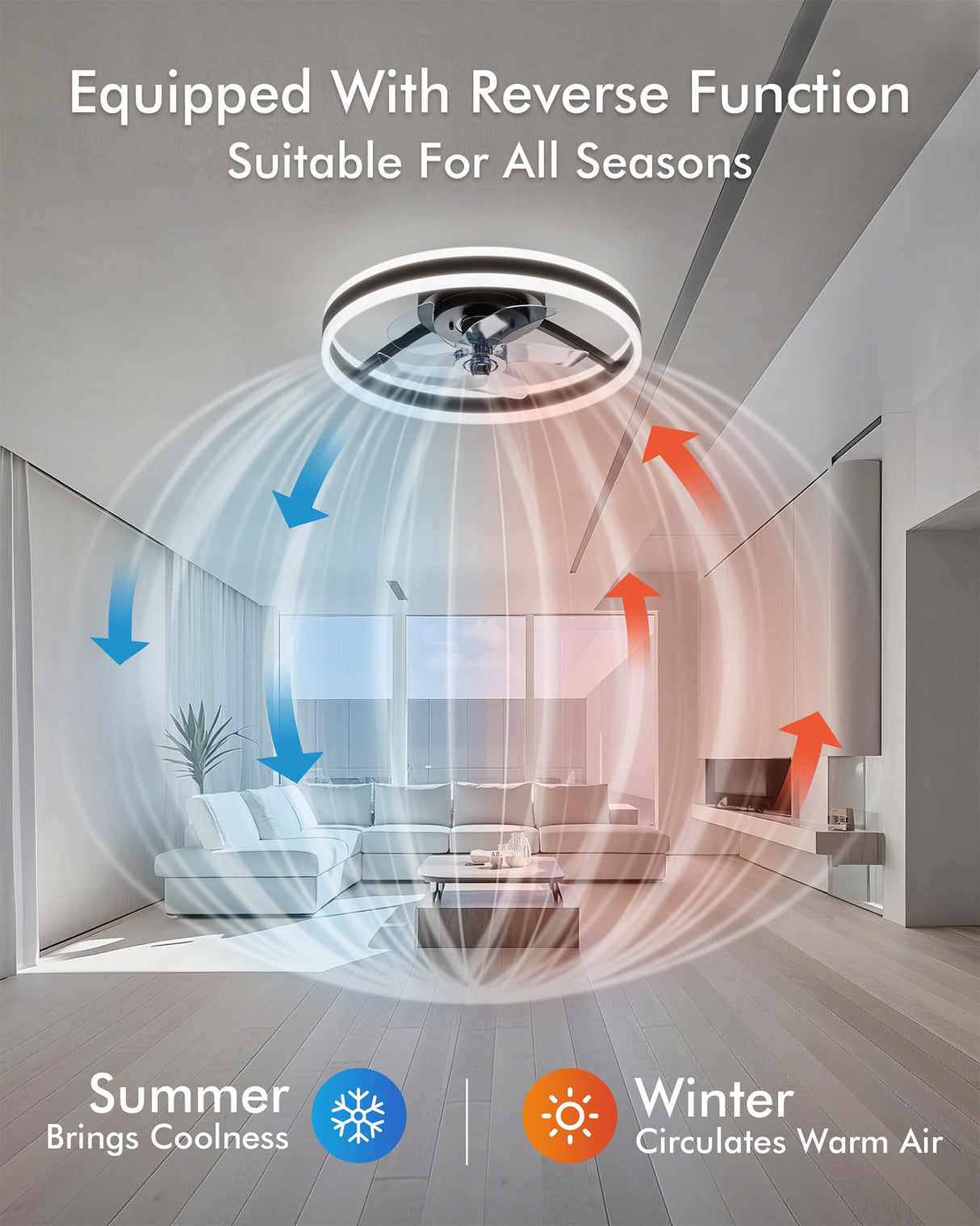CubiCubi Modern Ceiling Fans with Lights, 20 Inch Black Fandelier with Remote Control and APP, Quiet LED Fan Light with 3CCT and 6 Wind Speeds, Low Profile Flush Mount Fan for Bedroom, Dining Room CubiCubi