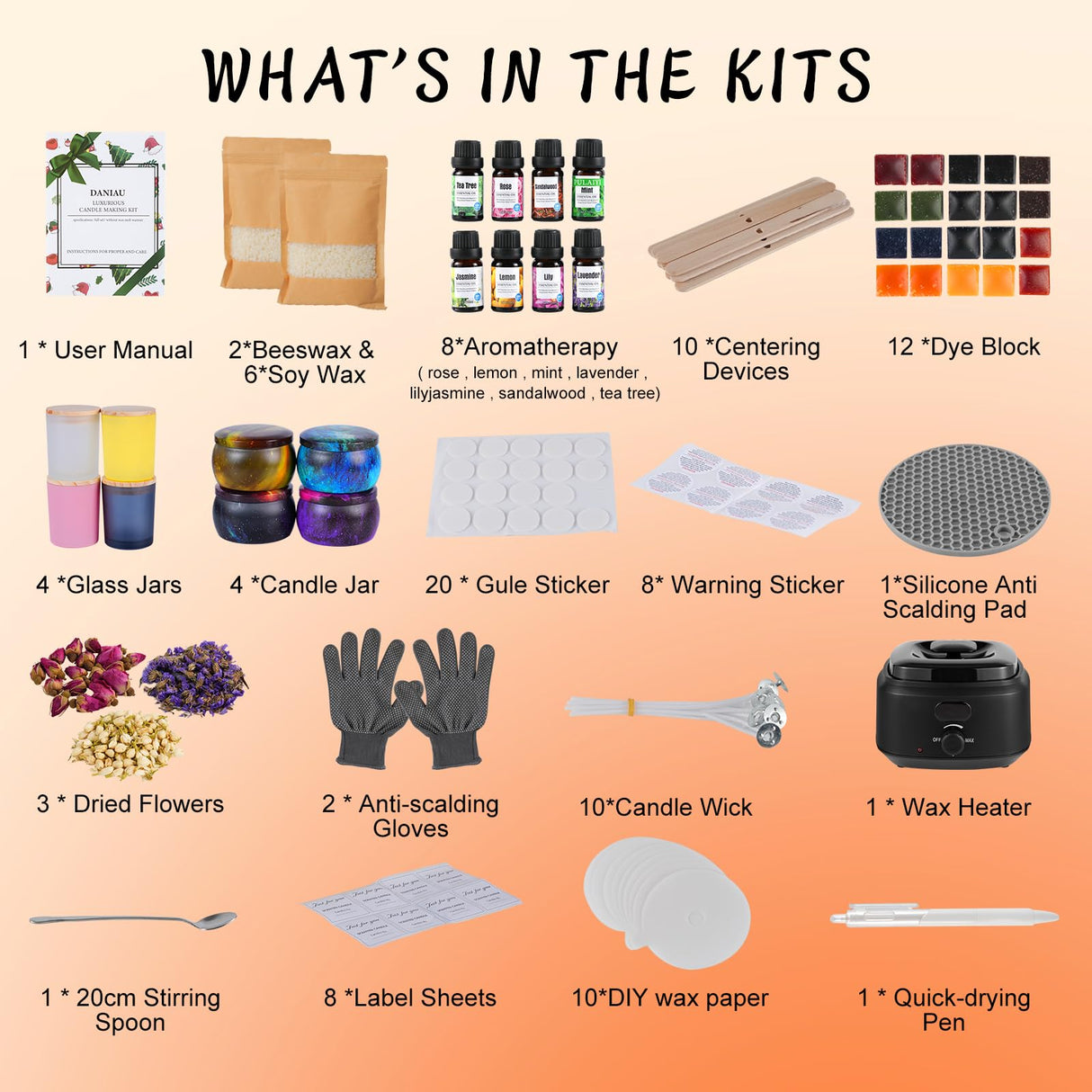 Candle Making Kit for Adults, Candle Making Supplies with Digital Soy Wax Melt Warmer, Premium DIY Starter Making Supply Perfect as Home Decorations with Glass Jar Yayena