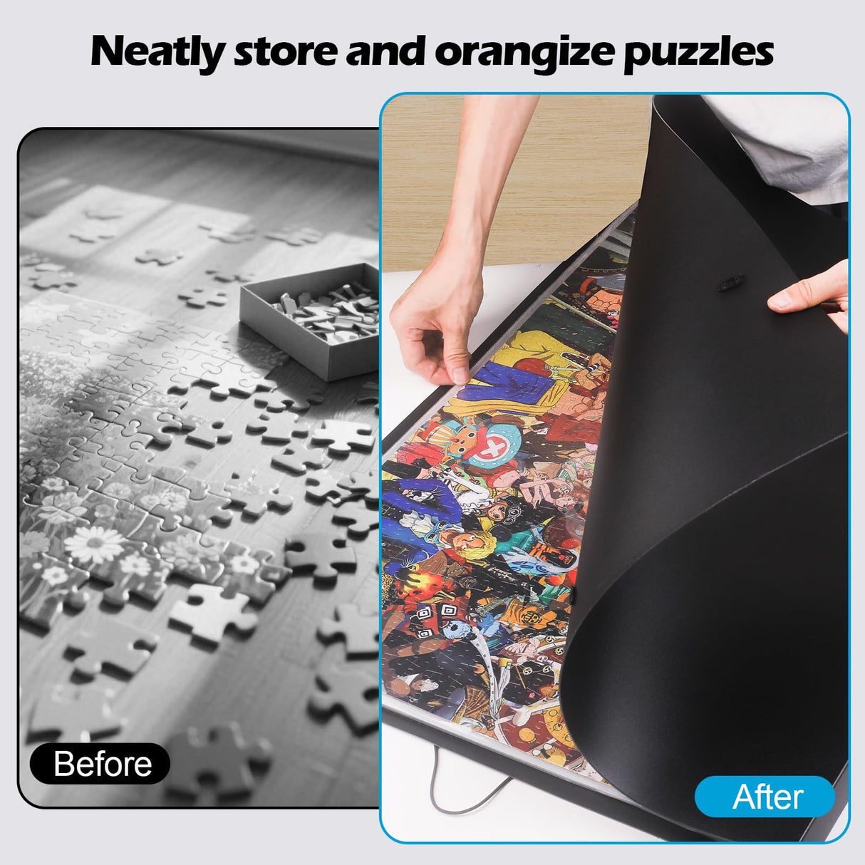 ZFCLXX Puzzle Storage Folder Keeper for Enthusiasts, 20"x 28" Iarge Capacity 1000-Pieces Puzzle Organizer Accessory, 20 Transparent High Definition Pockets, Movie Poster Storage Clip,Dust-Proof ZFCLXX