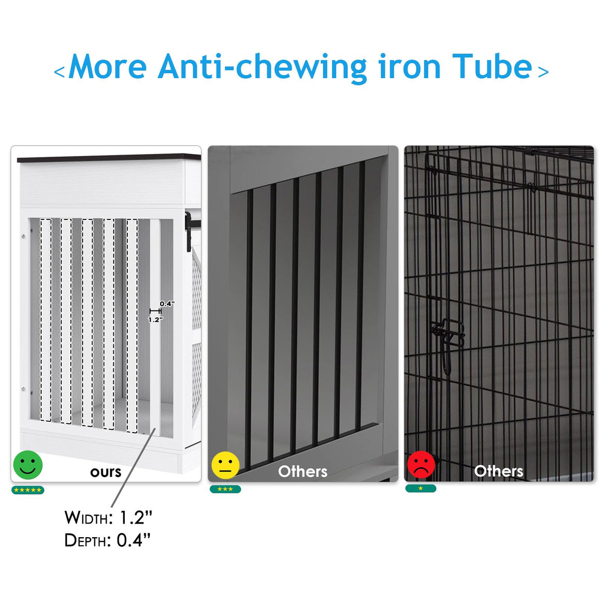 kepptory 48'' Dog Crate Furniture with Divider&Storage Drawers, Wooden Double Dog Kennel Furniture End Table with Sliding Barn Doors, White Double Dog Crate TV Stand kepptory