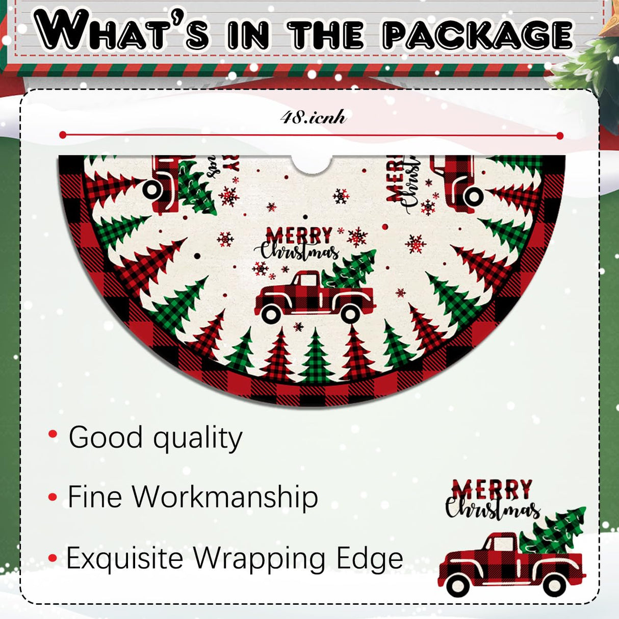 Christmas Tree Skirt Red Buffalo Plaid Xmas Tree Skirts Mat 48 Inches for Indoor Outdoor Christmas Tree Holiday Party Merry Christmas Signs Tree Skirts for Holiday Decorations ssailue decor