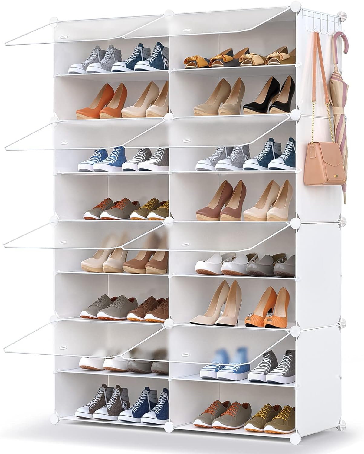 HOMICKER Shoe Storage,32 Pairs Shoe Rack Organizer for Closet Shoe Cabinet with Door Shoe Shelves for Closet,Entryway,Hallway,Bedroom HOMICKER