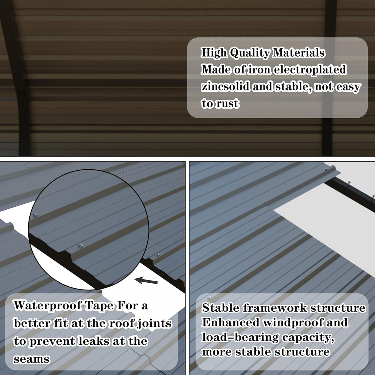 10x20 FT Metal Carport Heavy Duty with Galvanized Steel Roof & Frame, All-Weather Portable Car Garage Canopy Shelter for Cars, Safe Boat Cover Car Ports for Yard Poborin