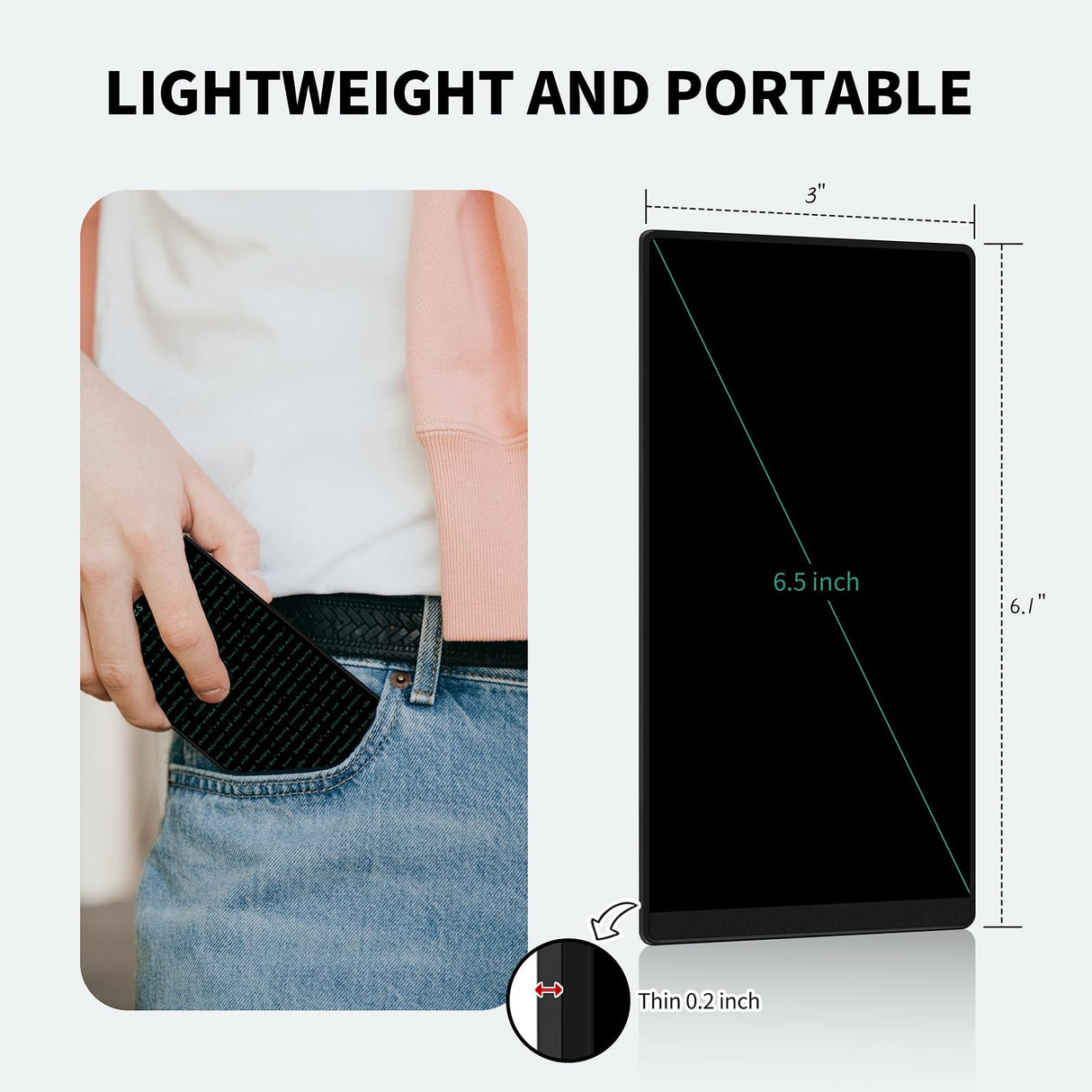 LCD Writing Tablet for Adult: 6.5 Inch Mini Full Screen Drawing Board Reusable Digital Notepad Portable Use for Office Study Teaching YOLIPULI