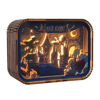 XM-GENYUE 3D Wooden Carving LED Night Light with Speaker, Wood Carved Lamp Modern Festival Decoration Home Decor Desktop Desk Table Living Room Bedroom Office