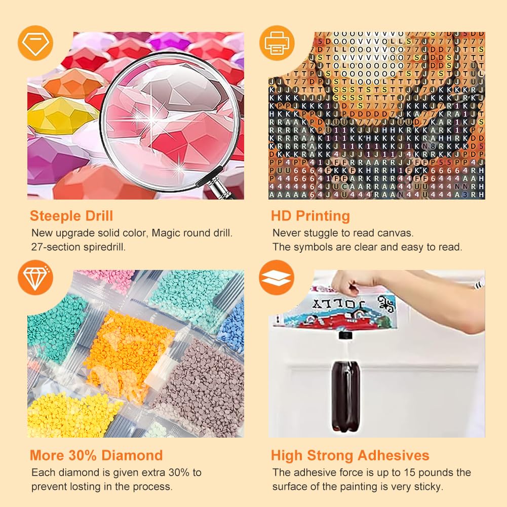 WSLWXSHM Diamond Painting Kits for Adults Deer, Animal Round Full Drill Diamond Art Kits, 5D DIY Paint with Diamonds Crafts for Home Wall Decoration Gifts 12×12Inch WSLWXSHM