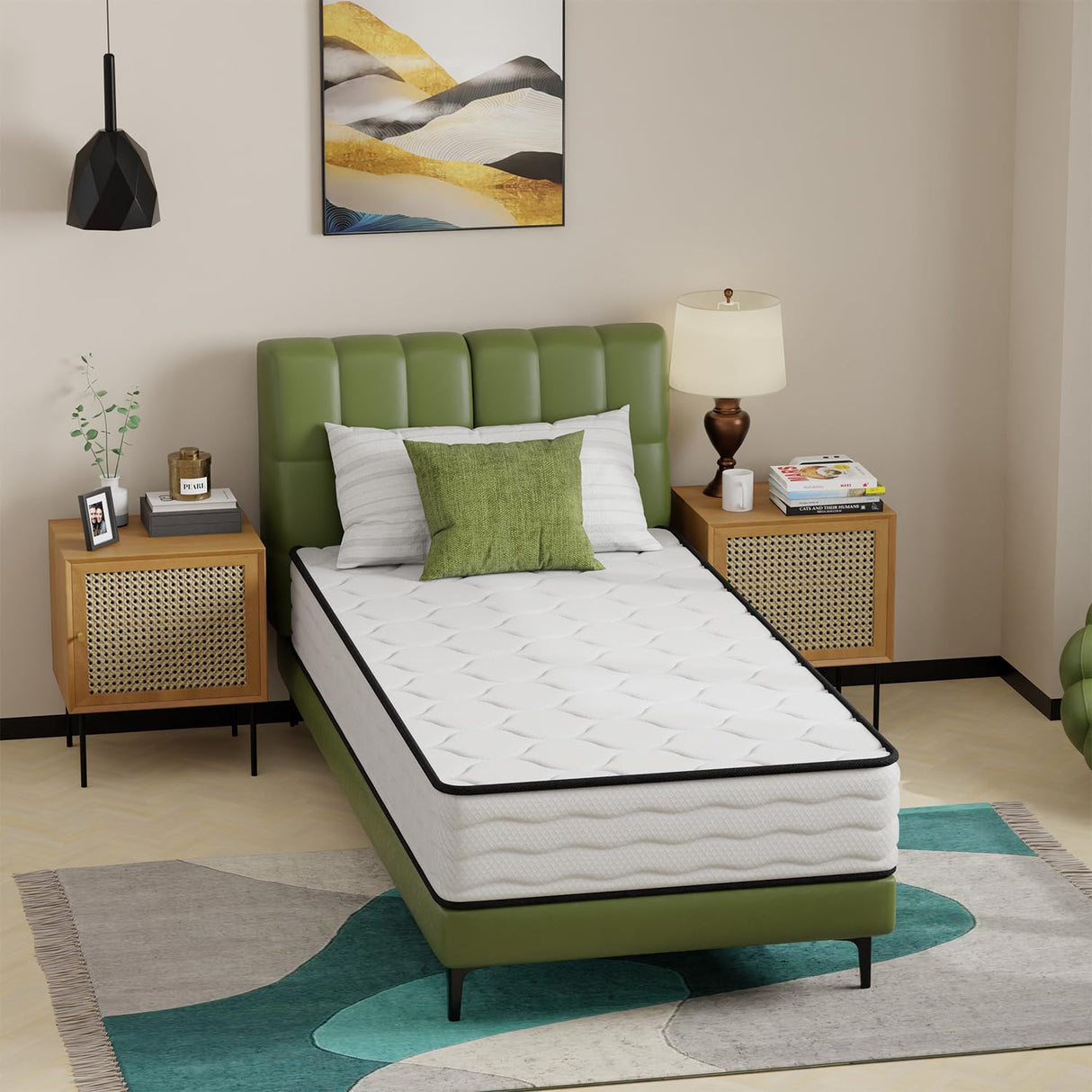 PayLessHere 10 Inch Innerspring Twin Mattress Medium Firm Hybrid Mattress with Removable Cover CertiPUR-US Certified Bed-in-a-Box Pressure Relief Foam Mattress,White PayLessHere