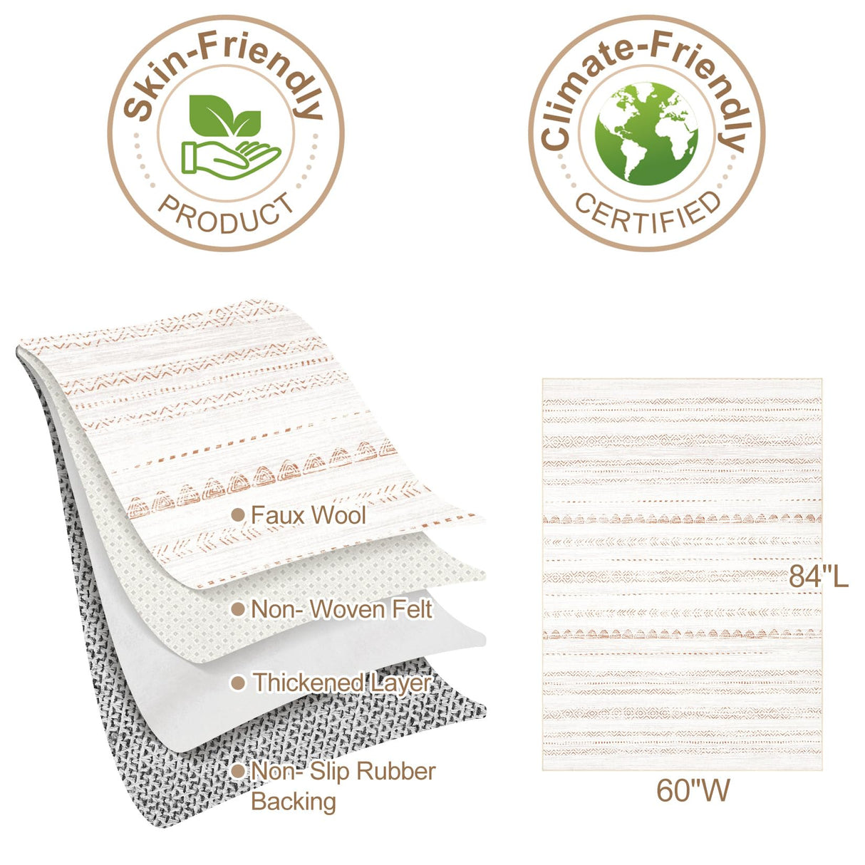 Area Rug Living Room Rugs: 5x7 Washable Boho Large Neutral Farmhouse Soft Moroccan Stain Resistant Indoor Floor Carpet for Bedroom Nursery Kids Playroom Office Dining Room Home House Decor- Brown Nakagishi