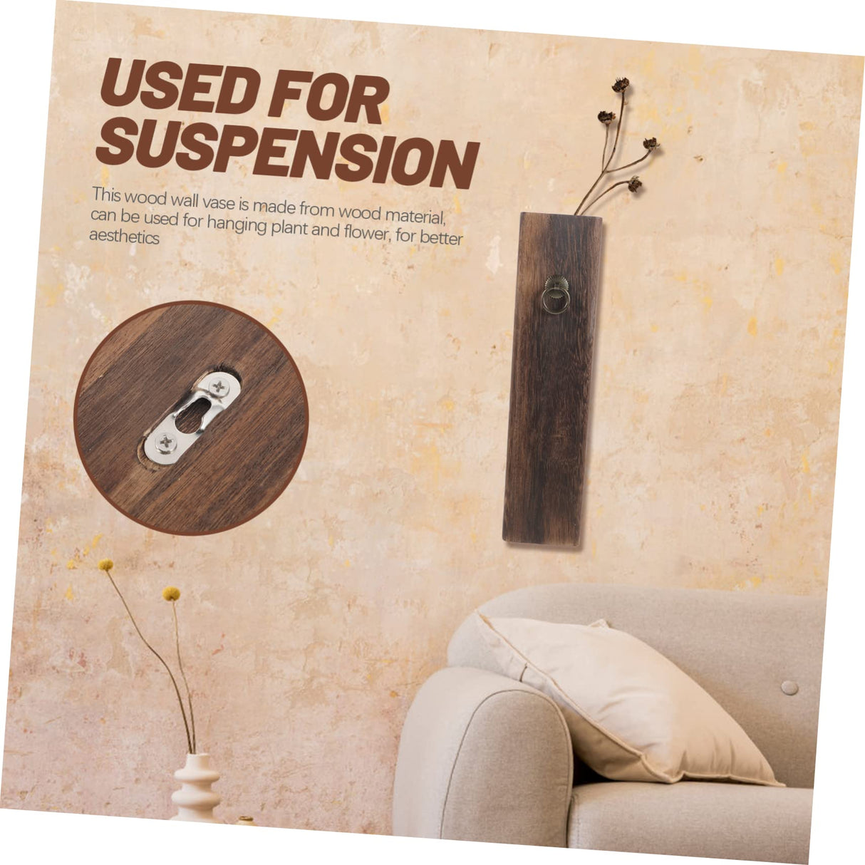 Hoement Wooden vase Dried Pampas Holder Wall Pocket vase Wood Wall Hanging Planter Wall Wood vase Wall Mount Wood vase Indoor Wall Planter Household Hanging Flower Basket Pine Wood Hoement