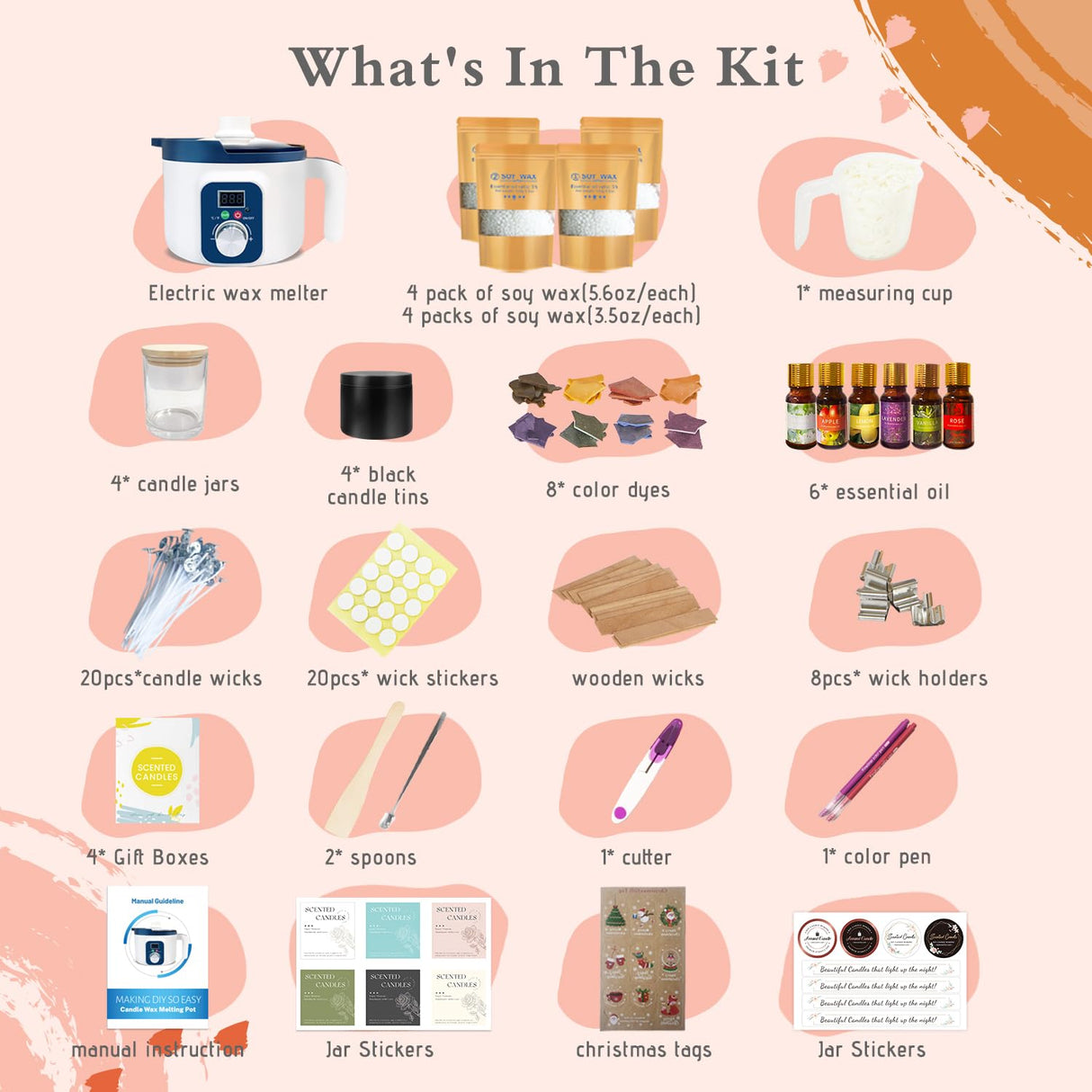 Complete Candle Making Kit with Digital Wax Melter,Kit for Candle Making,Products to Make Scented Candles at Home KQU