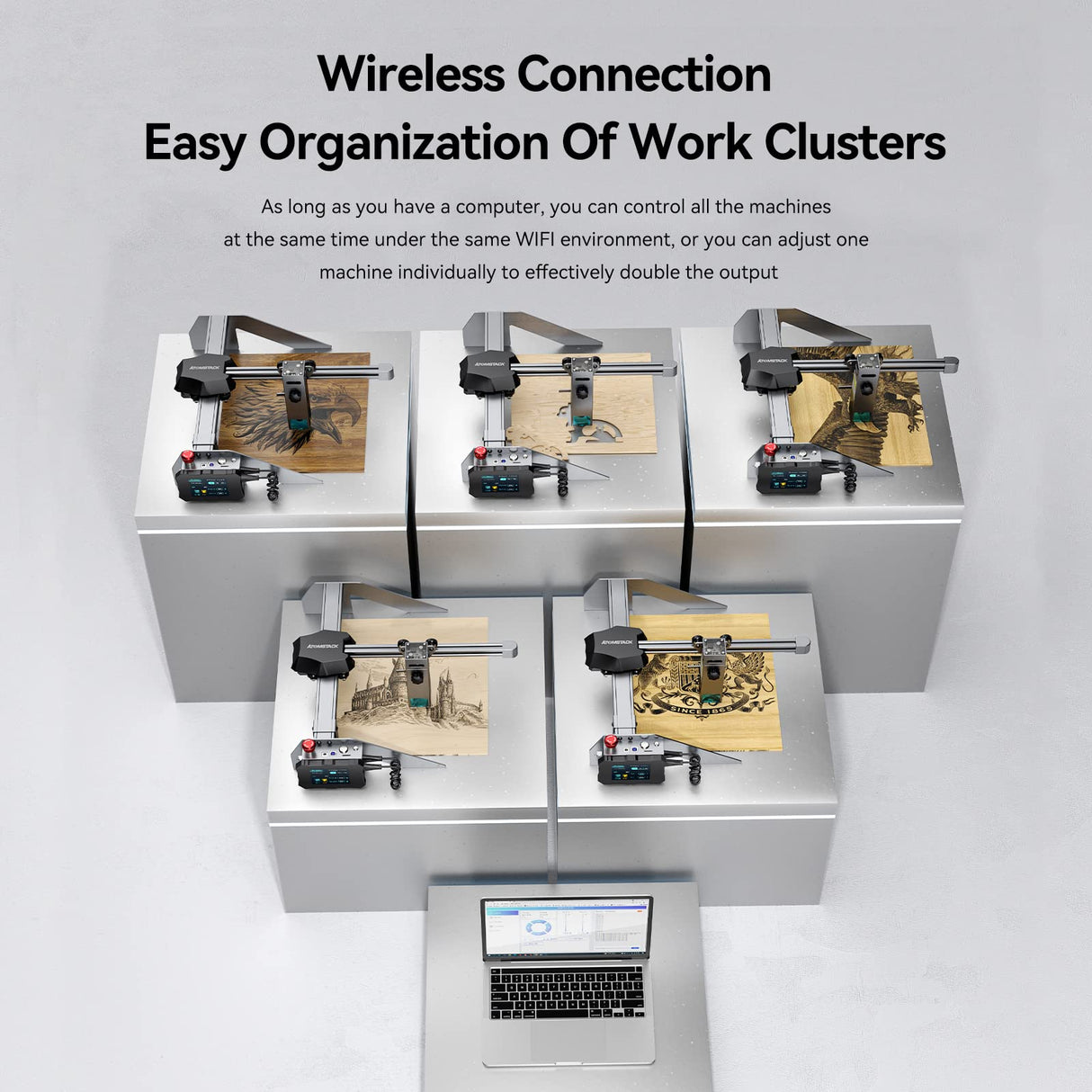 ATOMSTACK P9 M50 Laser Engraving Machine, 10W Laser Module Output, with 3.5 inch Touch Screen & 32-Bit Chipset, Cutting Direct on 20mm Wood, 0.02mm²Laser Spot. ATOMSTACK