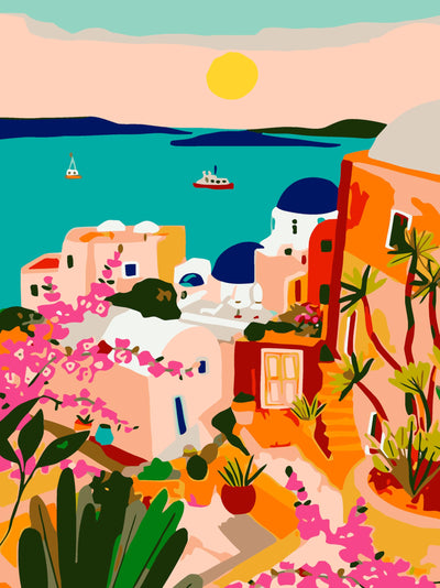 AREOPNMG Cityscape Paint by Numbers Kit for Adults Beginner DIY Sunset Landscape Painting by Numbers Kits,with 3 Brushes and Acrylic Paint(Without Frame), Home Wall Decor 12 x 16 in