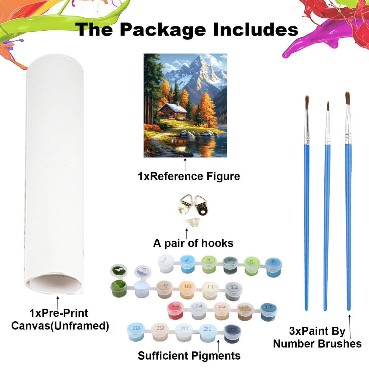 NEWENMO Mountain Paint by Numbers Kit for Adults,Paint by Numbers on Canvas Unframed, DIY Oil Painting Perfect for Beginner, Craft, Hobbies and Home Wall Decor 16x20 Inch NEWENMO