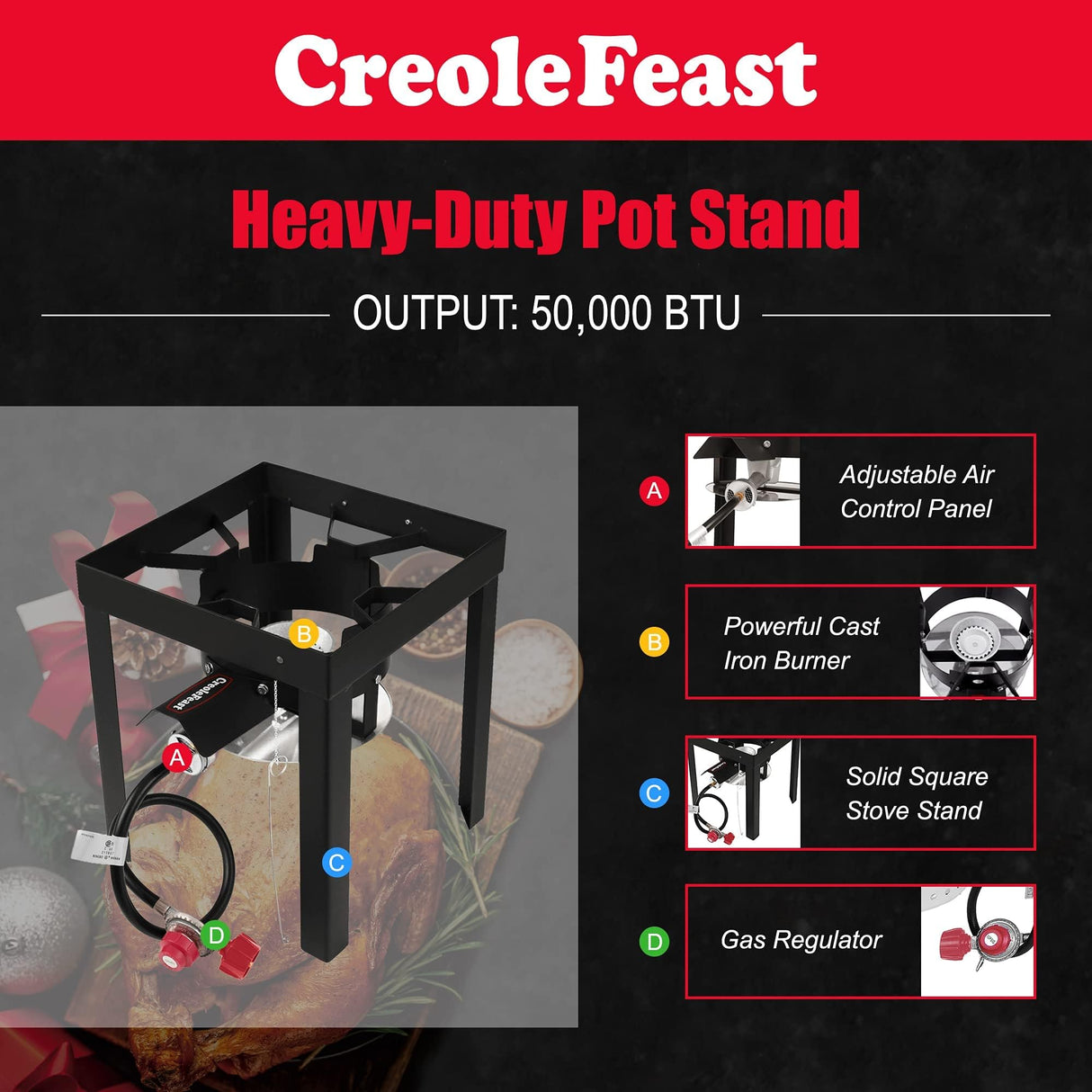 CreoleFeast TFS3010 Propane 30 Qt. Turkey and 10 Qt. Fish Fryer Boiler Steamer Set, 50,000 BTU Burner, Ideal for Outdoor Cooking Creole Feast