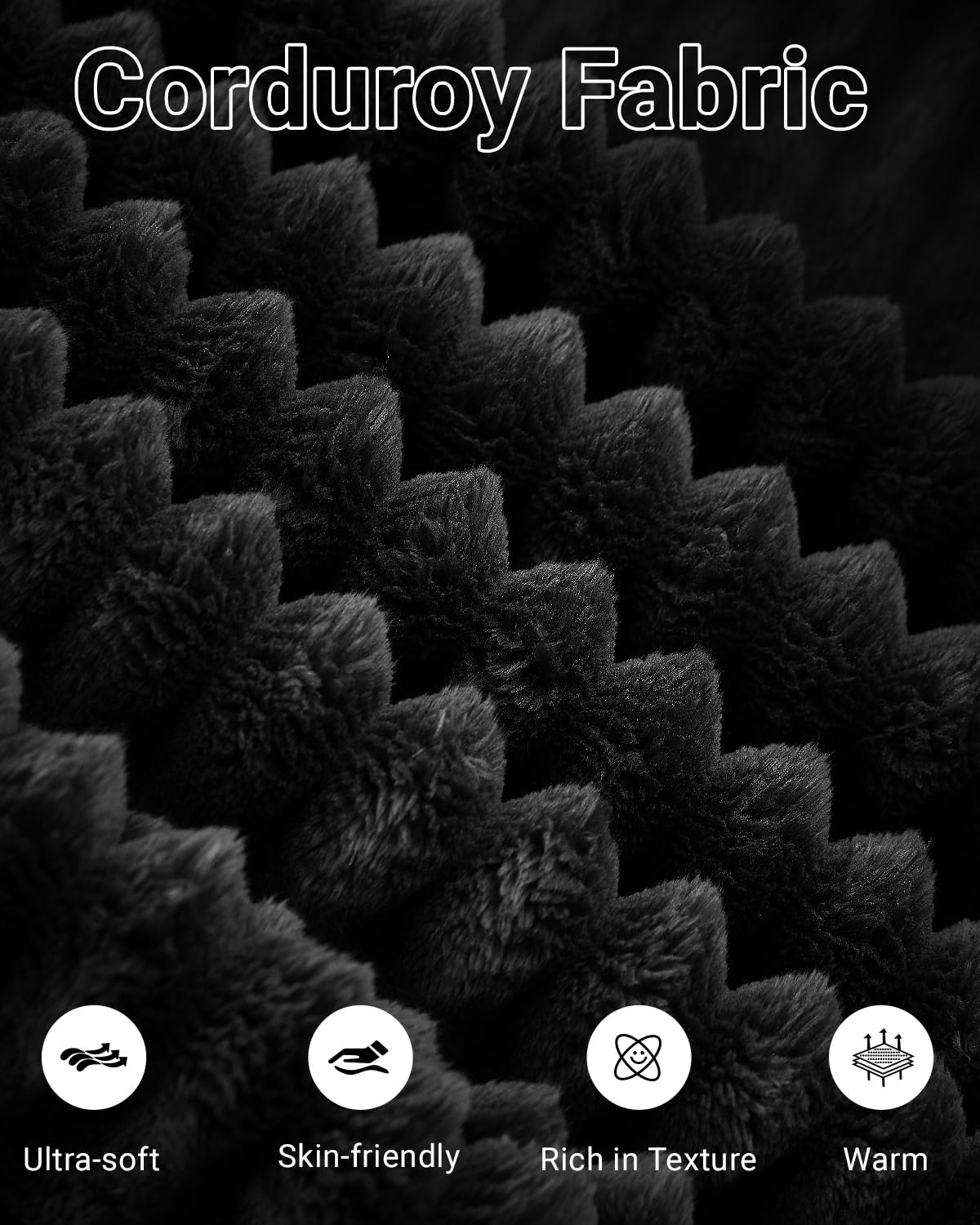 105 Inch Cloud Sectional Couch,Modern Modular Sectional Sofa with Deep Seat,Corduroy Boneless Couches with L-Shape Chaise for Living Room Bedroom,No Assembly Required (Black, Left Facing Chaise) HANXIN