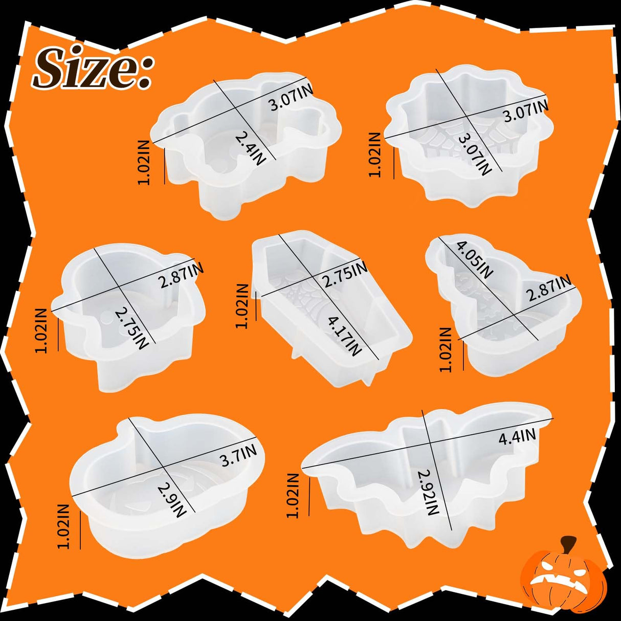 ZQYSING 7 Pack Halloween Candle Molds for Candle Making, Various Shapes Skull Spider Web Pumpkin Ghosts Bat Coffin Molds for Candles Wax Soap Clay Plaster Epoxy Resin Home Party Decorations ZQYSING