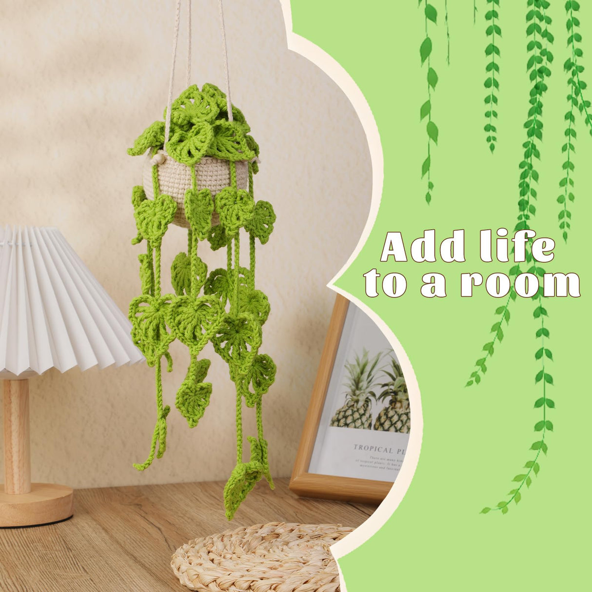 Kogyxe Beginners Crochet Kit, Amigurumi Crochet Starter Kits w Step-by-Step Video Tutorials, Hanging Potted Plants Knitting Starter Pack for Beginners Decoration, Plants Family (40%+ Yarn) Kogyxe