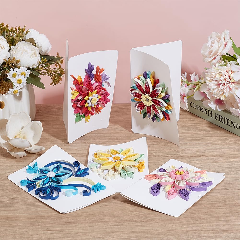 WEBEEDY 20 Sets Paper Quilling Kit for Adults Beginner DIY 5 Styles Flower Greeting Card Making Kit with Instruction Handmade Flower Quilling Card for Birthday,Wedding,Holiday,Mother's Day WEBEEDY