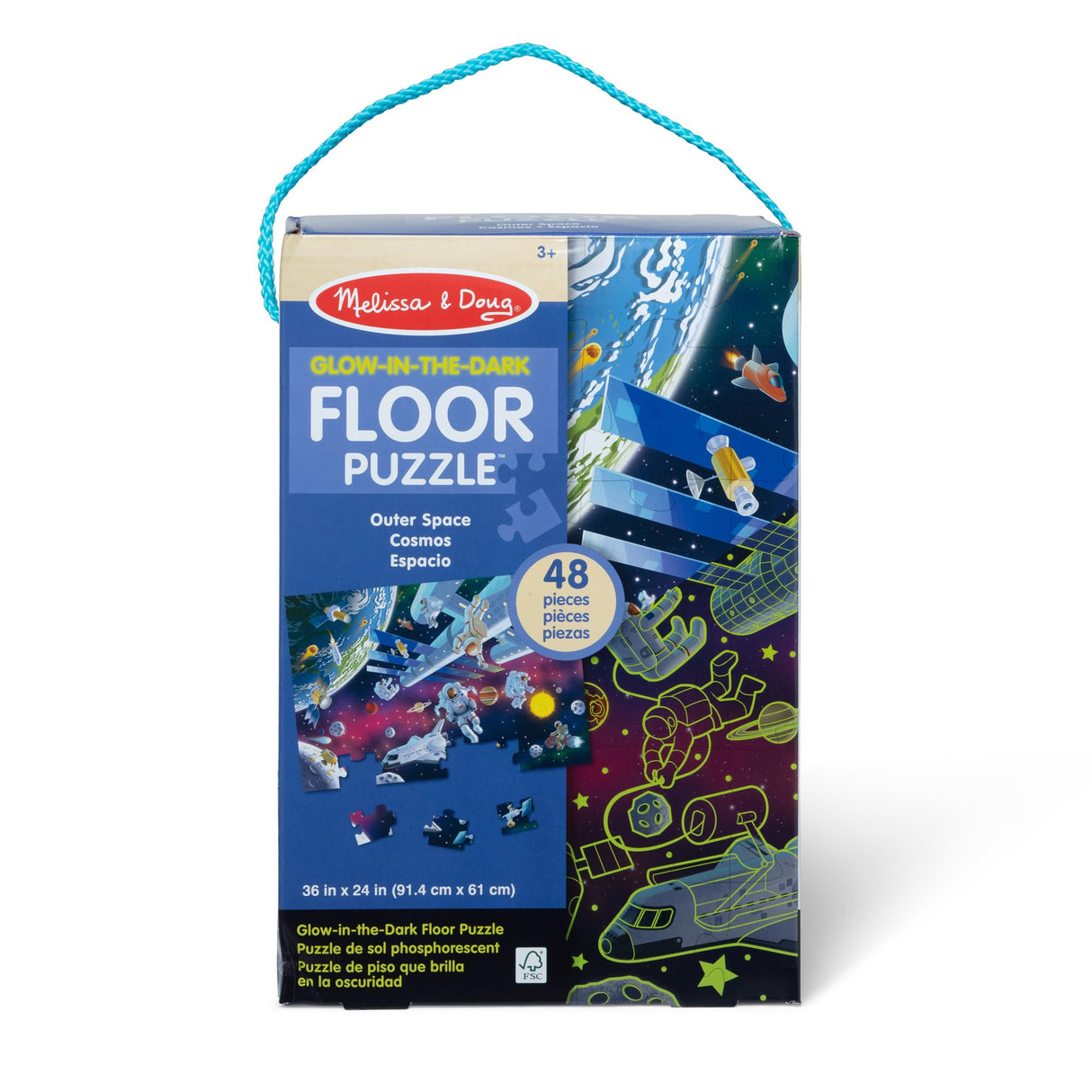 Melissa & Doug Outer Space Glow-in-the-Dark Cardboard Jigsaw Floor Puzzle – 48 Pieces, for Boys and Girls 3+ - FSC Certified Melissa & Doug