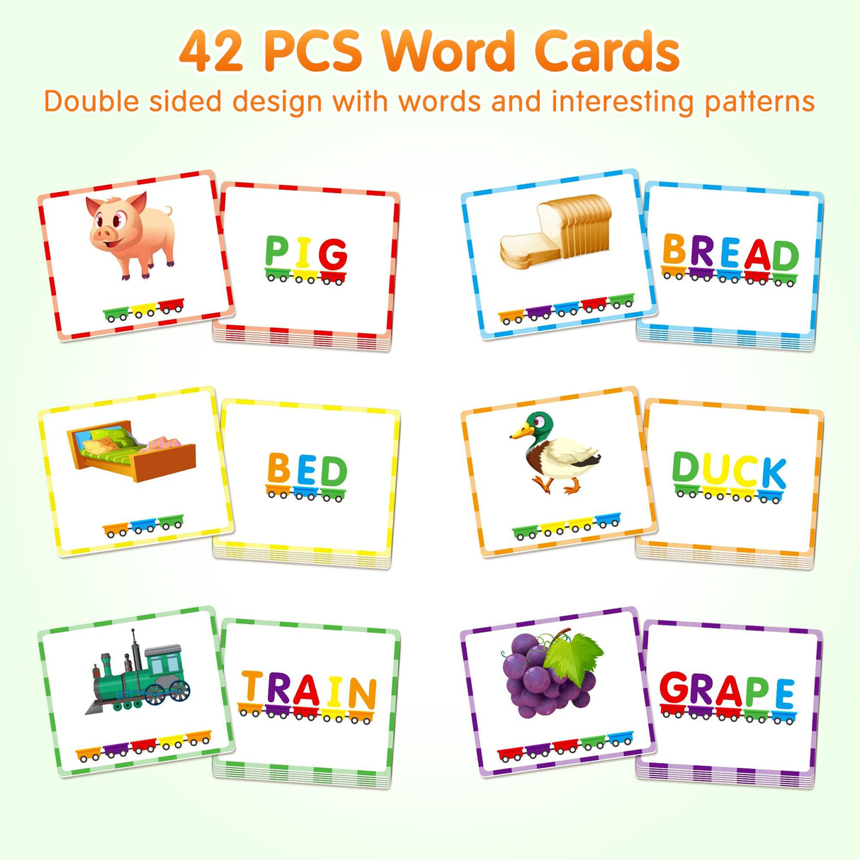 Vanmor 27 PCS Magnetic Wooden Alphabet Train Sets | ABC Letter Learning Toy Trains with 42 PCS Flash Cards, 1 Engine, 1 Storage Bag | Toddlers Kids Boys Girls Educational Toys for 3 4 5 6 7 Years Old Vanmor