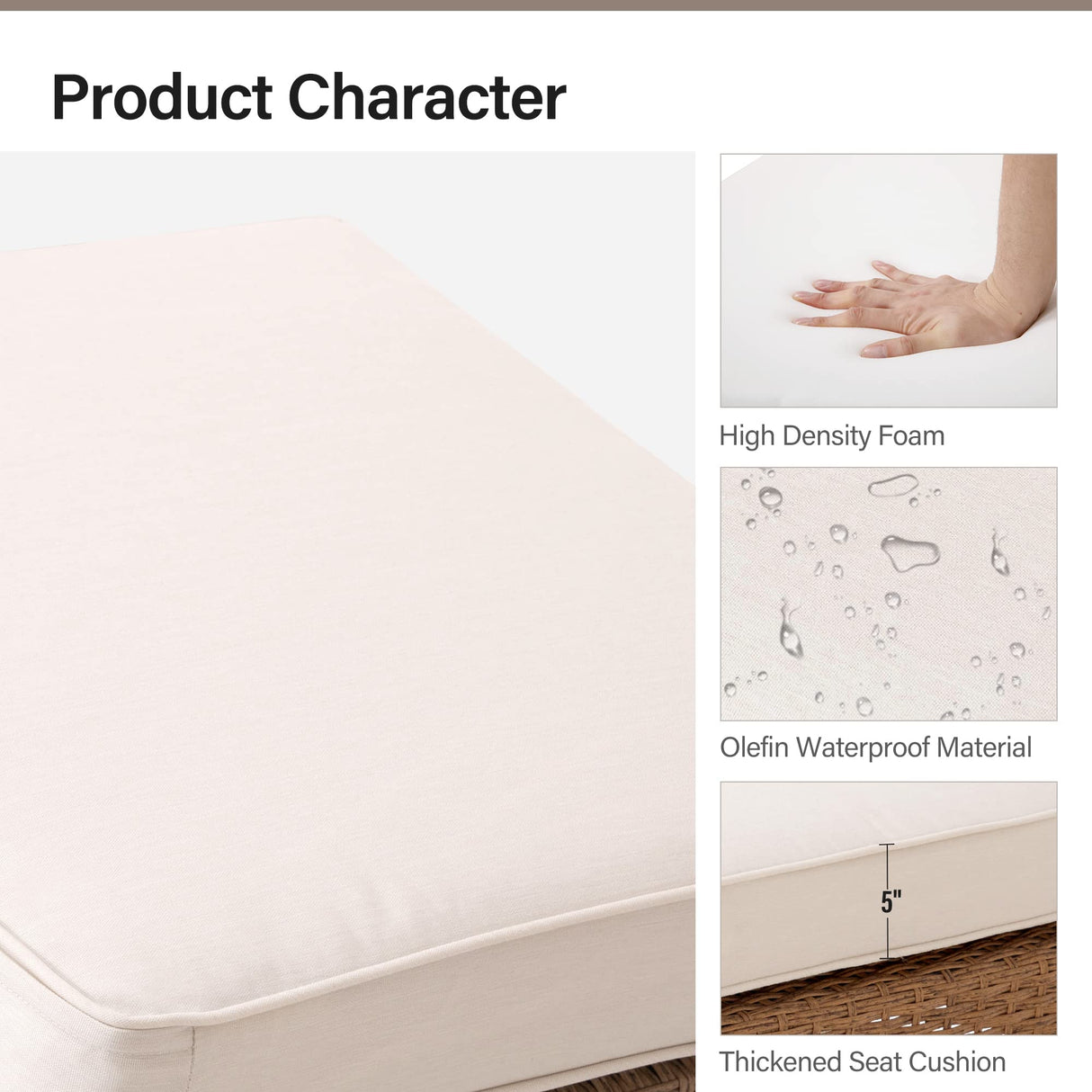 LAUSAINT HOME Outdoor Patio Furniture, 6 Piece Outdoor Sectional Sofa PE Rattan Wicker Patio Conversation Sets, All Weather Patio Furniture Set with Thick Cushions for Garden, Backyard(Beige) LAUSAINT HOME