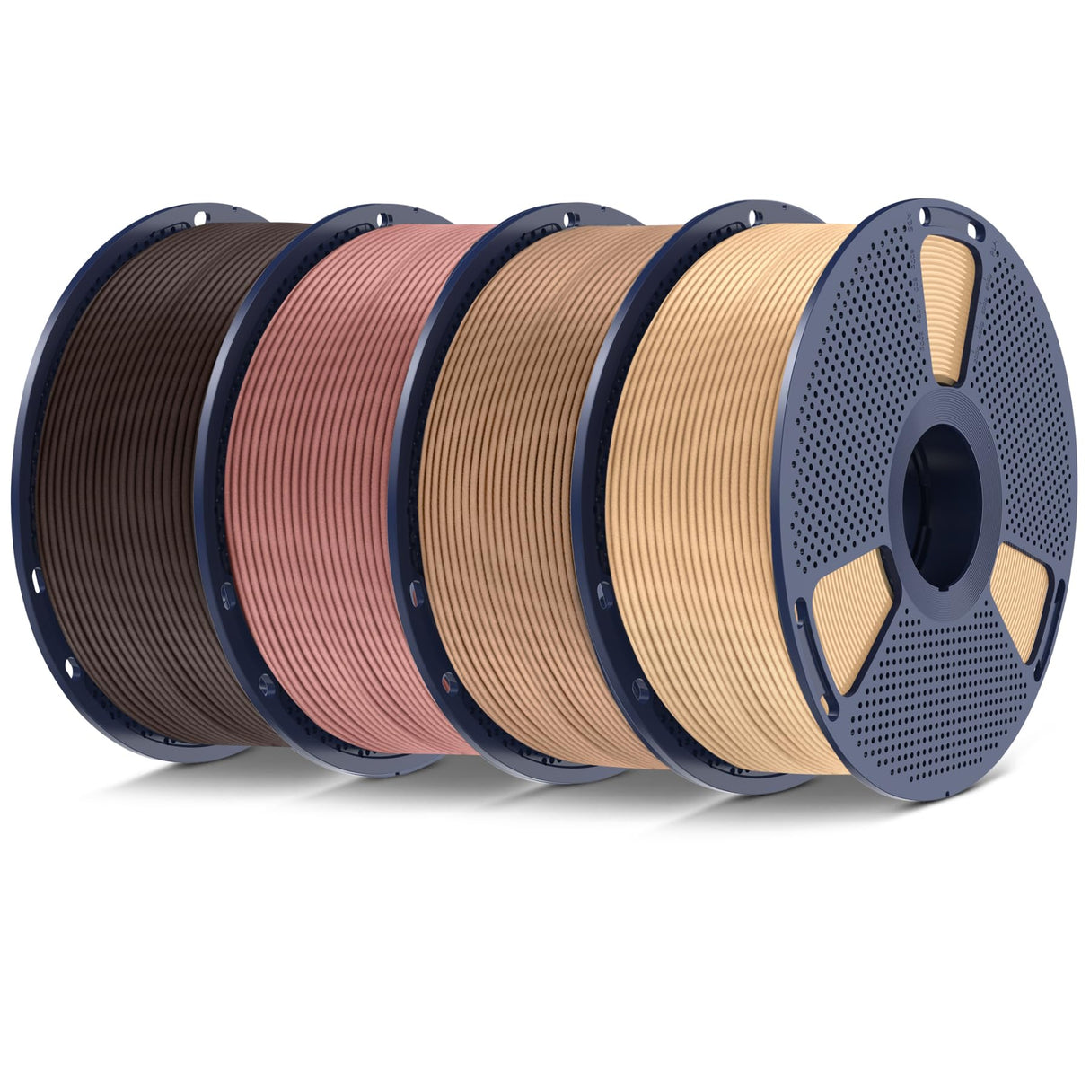 SUNLU Real Wood Fiber PLA Filament, Neatly Wound 1.75mm Dimensional Accuracy +/- 0.03mm, Fit Most FDM 3D Printers, 4kg in Total, 1kg per Spool, 4 Pack,(Wood+Fiber Cherry+Fiber Maple+Fiber Walnut) SUNLU